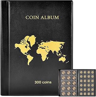 Coin Collection Book Holder Album for Collectors, 300 Pockets Coins Display Storage Case, Collecting Sleeves Organizer Box...