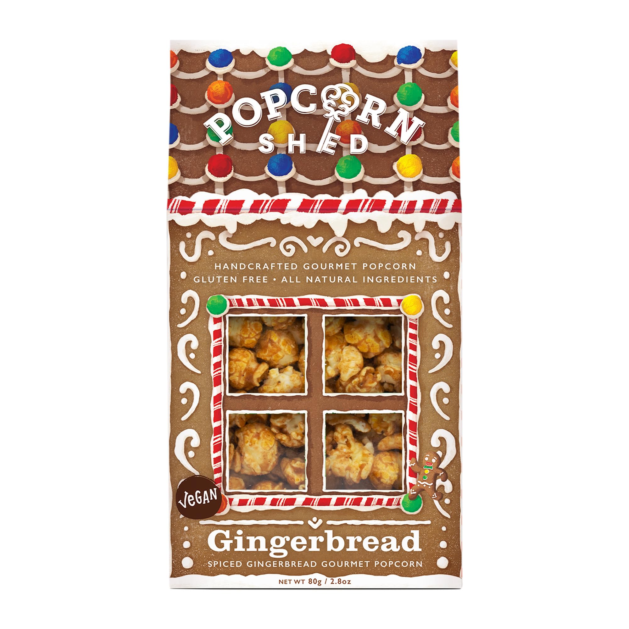 Popcorn Shed Gingerbread Gourmet Popcorn (1 x 80g) - Vegan Gingerbread Caramel Gourmet Popcorn, Easy & Low Calorie Snack, Perfect for Parties, Movie Nights & Gifting