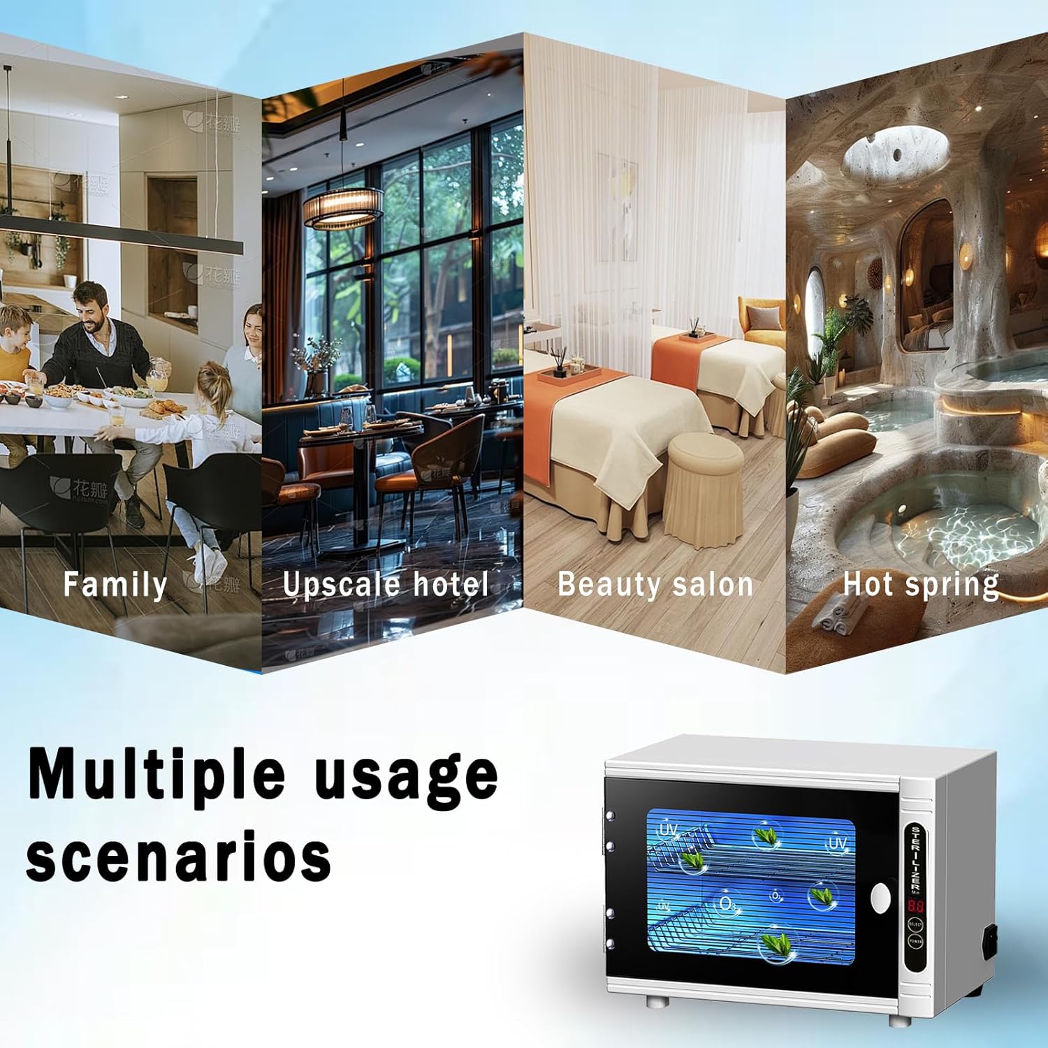 Nail Tool cleaning cabinet, Large capacity, Double mode Stainless Steel cleaning with Timer Control for Spa Beauty Home Metal Tools