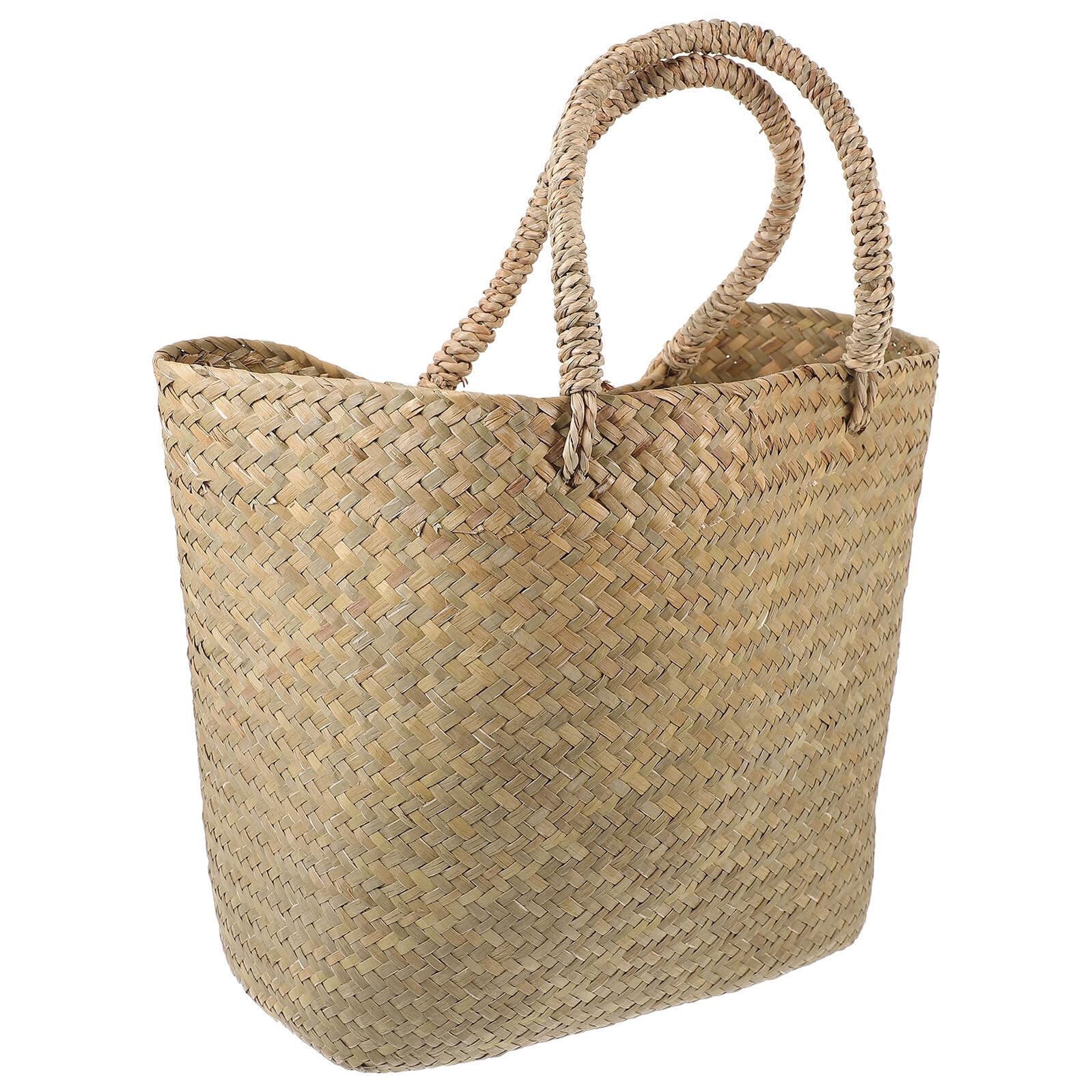 Panier tressé herbe de mer avec poignée pratique et design chic effet rotin