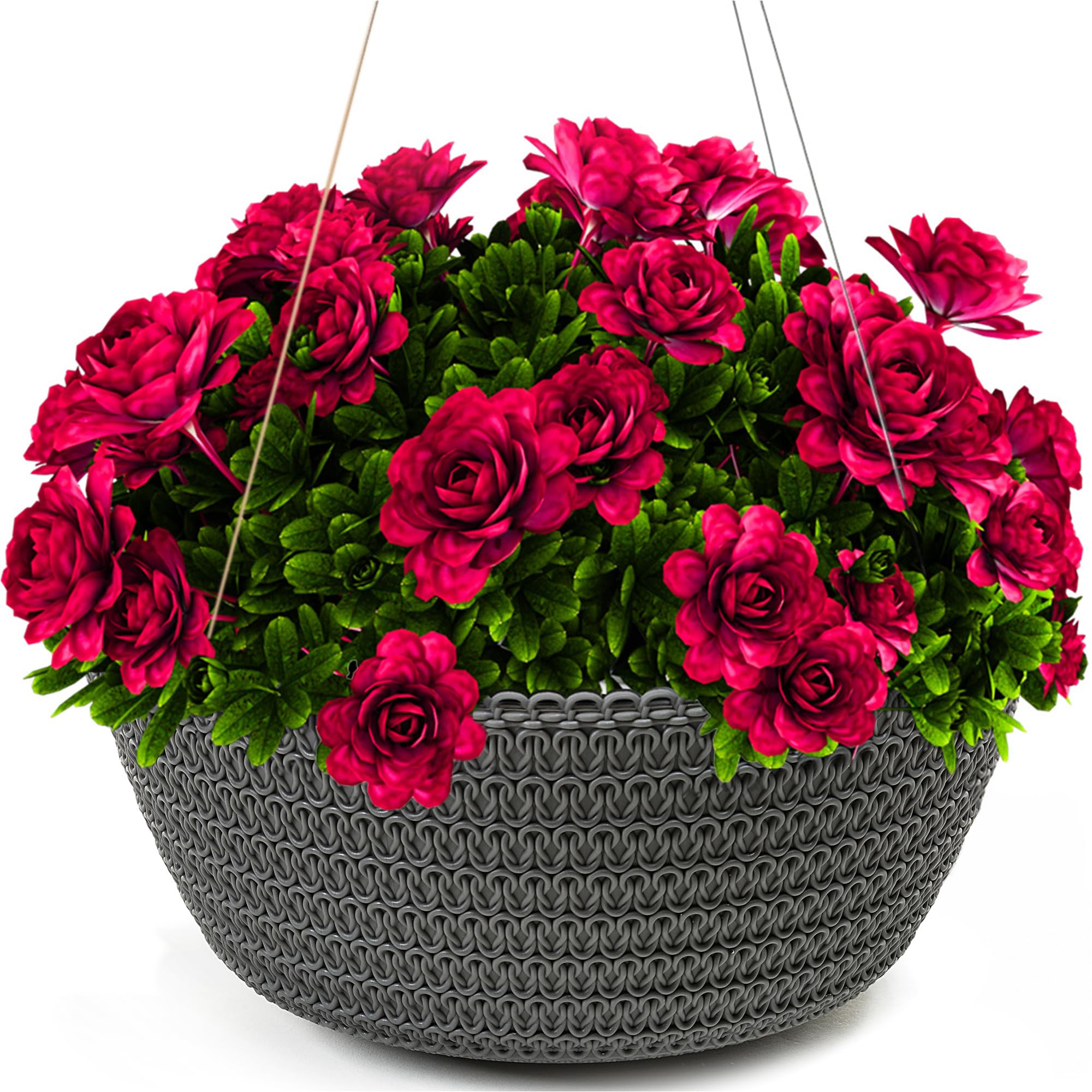 KONZEPT Pot de fleurs suspendu 30 cm Anthracite Motif tressé