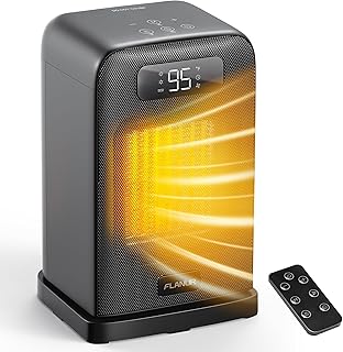 1500W Oscillating Desk Heater with Remote, Thermostat & 12H Timer — Compact 70° Heater for Office/Bedroom (Black)