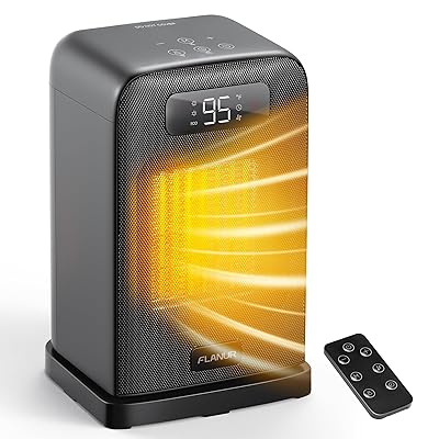 FLANUR Space Heaters for Indoor Use, 1500W Small Desk Heater with Remote, Thermostat, 4 Modes, 12H Timer, LED Display, Safety Protection, 70° Oscillating Heater for Office Bedroom Home (Black, 1Pack)