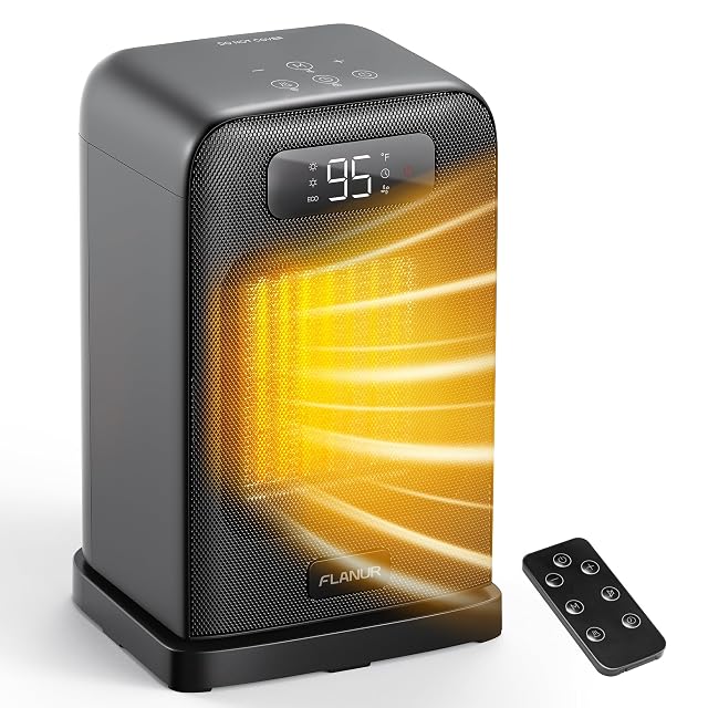 Space Heaters for Indoor Use 1500W Small Desk Heater with Remote Thermostat 4 Modes 12H Timer LED Display