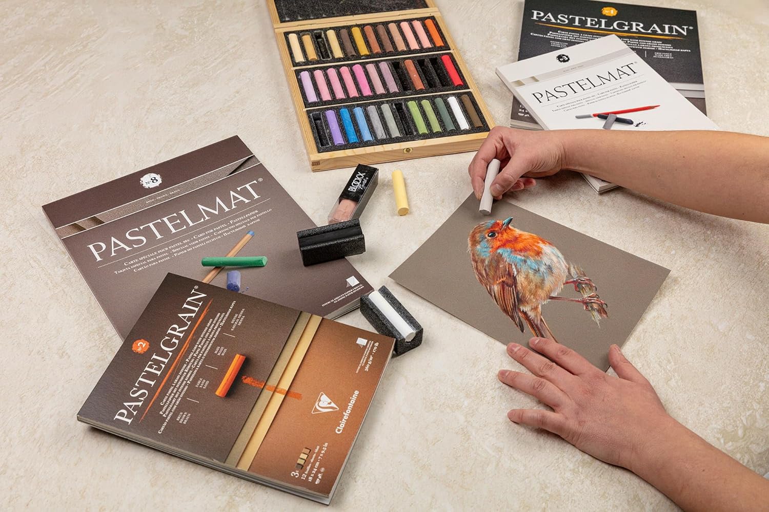 Clairefontaine 24 x 30 cm PastelMat Pastel Card Pad No1, 360 g, 12 Sheets, Assorted Colours