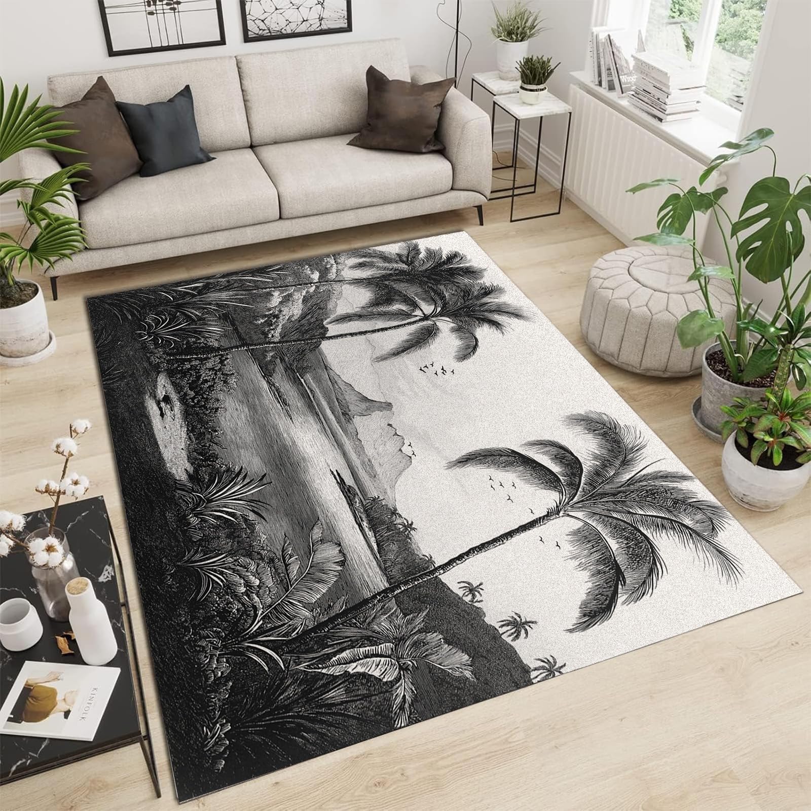 Grand tapis de salon moderne abstrait pour une ambiance cocooning