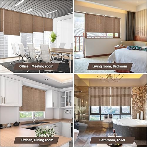 Miniatura 4 de RED GRAPES Persianas enrollables, cortinas enrollables con filtro de luz, persianas enrollables para el hogar, fáciles de instalar (café, 47