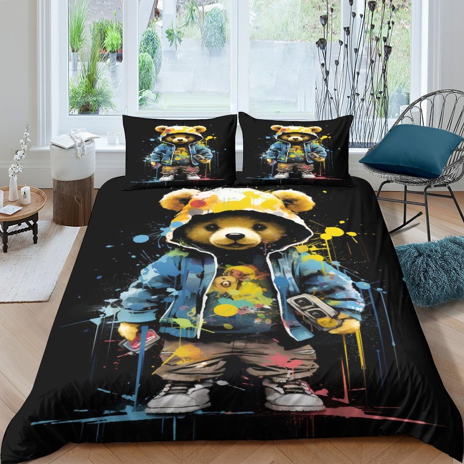 Housse de couette 220 x 240 cm motif ours pour une ambiance chalet de montagne