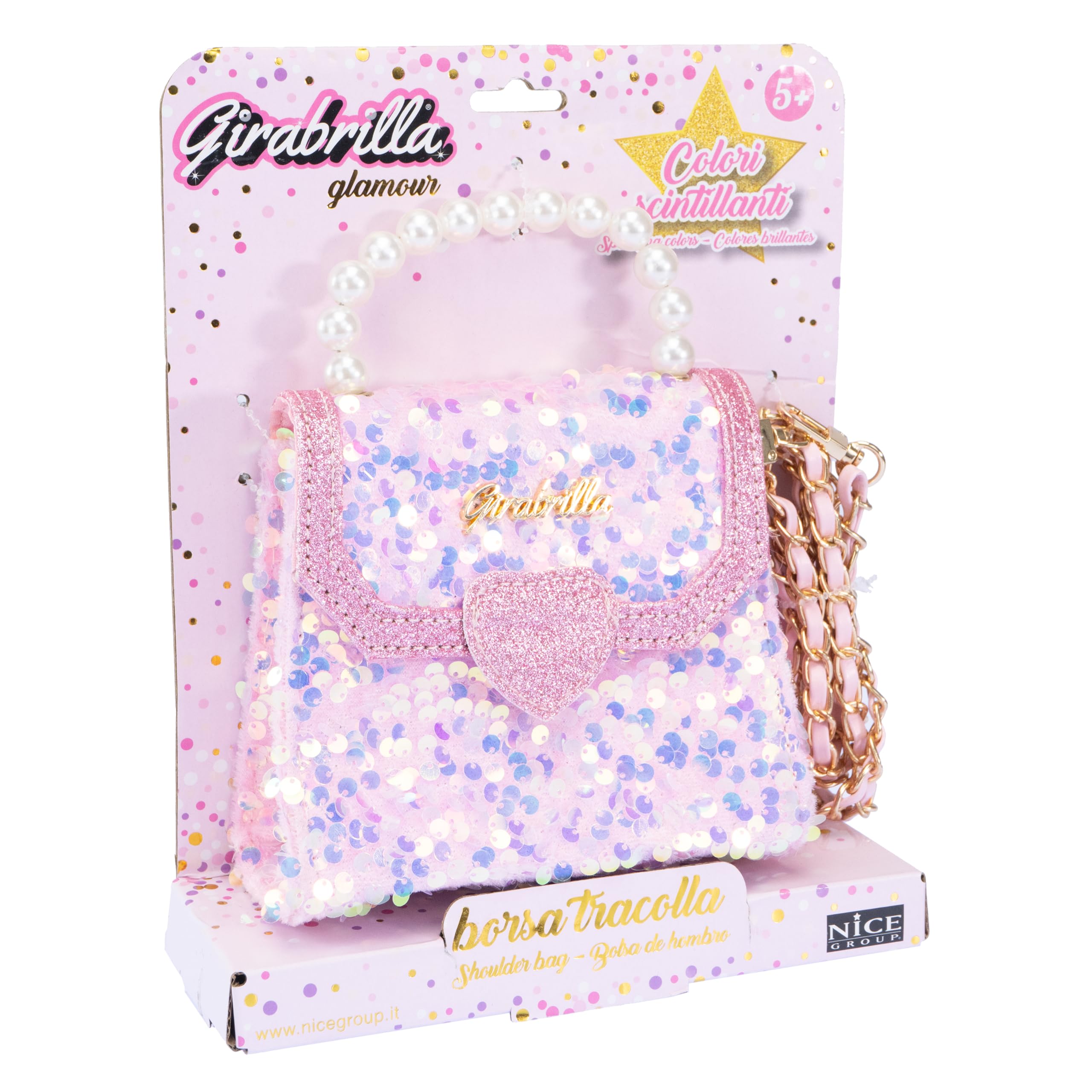 Girabrilla Fashion - Bolso de mano con asa de perlas y correa