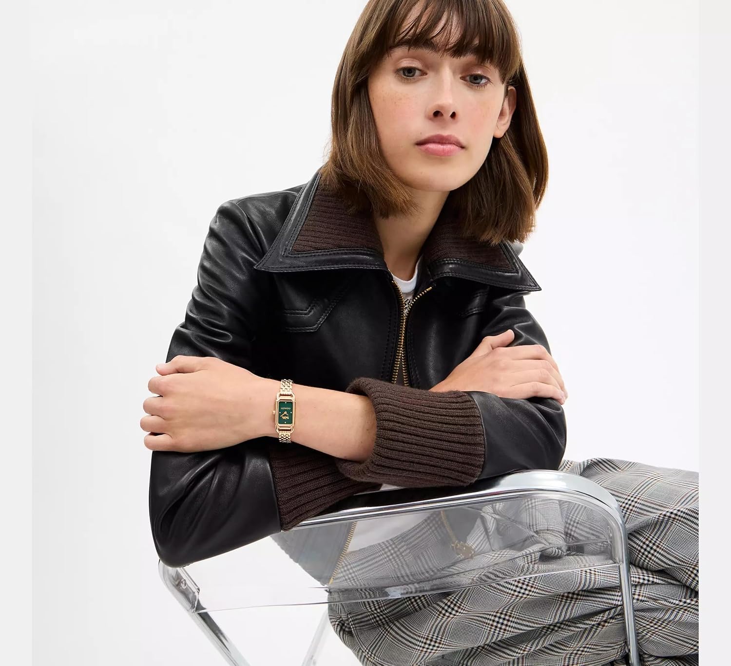 COACH Women's Cadie 2H Quartz Watch, Art Deco-Inspired, Rectangle Case, Link Bracelet, Horse and Carriage Motif Design, Premium Fashion - Gift for Her - Image 5