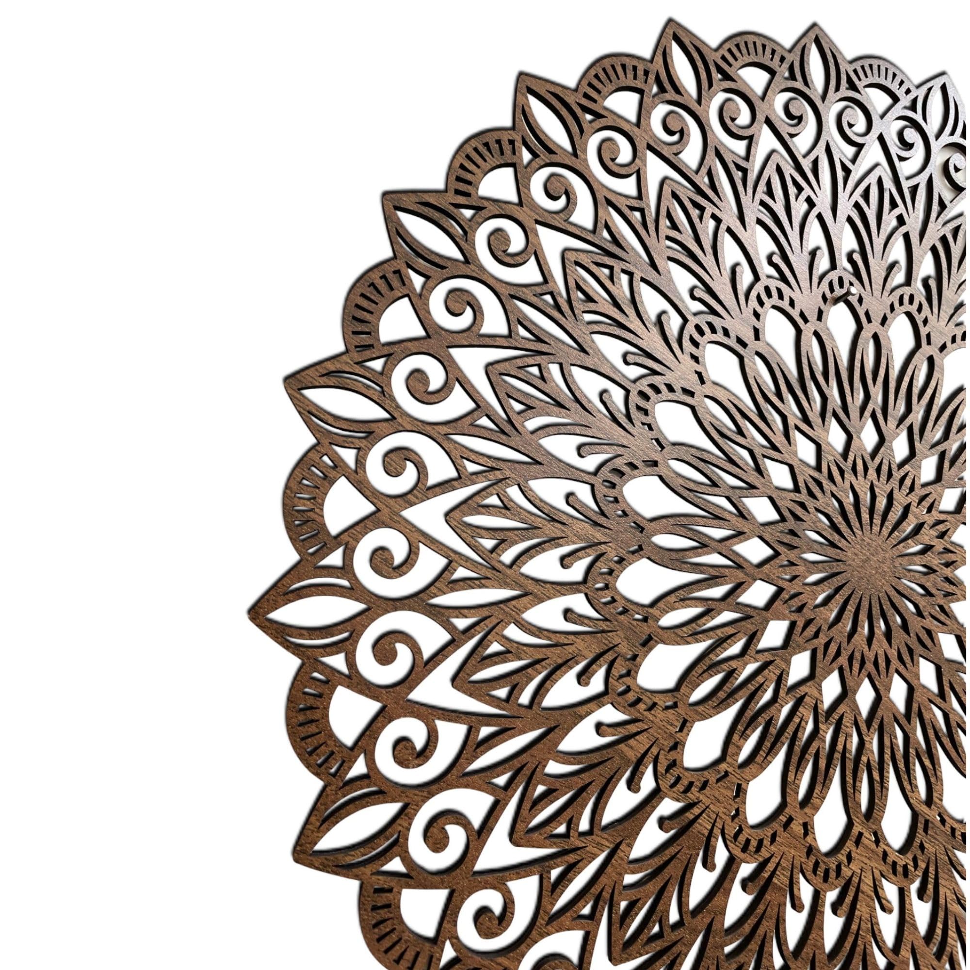SENTOP HDF0251 Art mural en bois avec motif de fleur de vie au motif de mandala pour intérieur (noyer 40 cm)