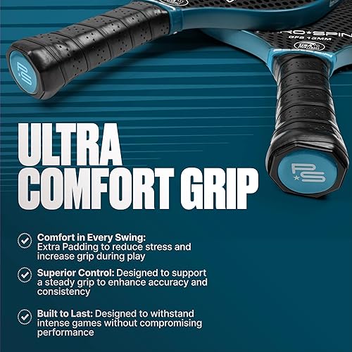 Miniatura 5 de PRO-SPIN Paletas de pickleball de fibra de carbono, juego de 2 con bolas para interiores y exteriores, bolsa o 1 paquete con cubierta, regalo