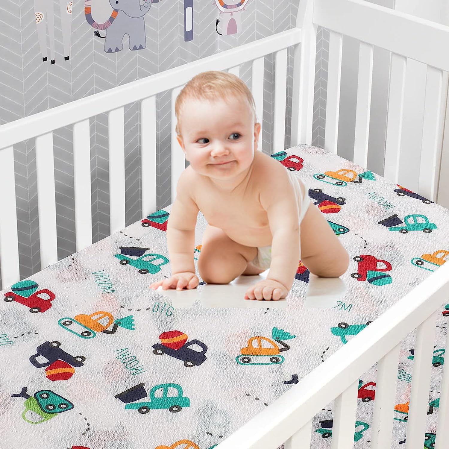 SGAVAHSG Large Muslin Cloths for Baby Boy 2-Pack 120X120cm Muslin Swaddle Wrapping Blankets Big Muslin Squares and Receiving Blanket for Newborn Infant Essentials Organic Cotton Towel - Image 3