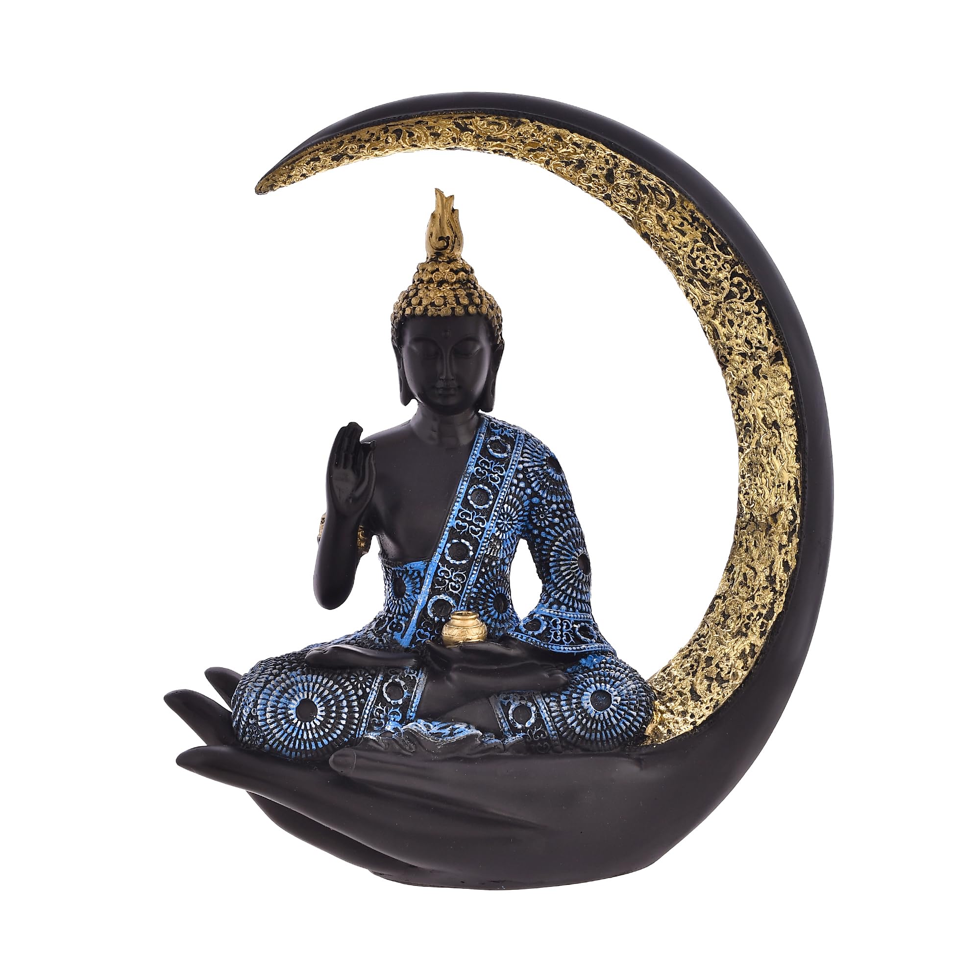 Sajawat Shop Jaipur,Samadhi Buddha Sitting On Chand for Home Décor, Showpeice for Living Room, Sculpture for Table Décor (26 X 21 CM) YUBVS5