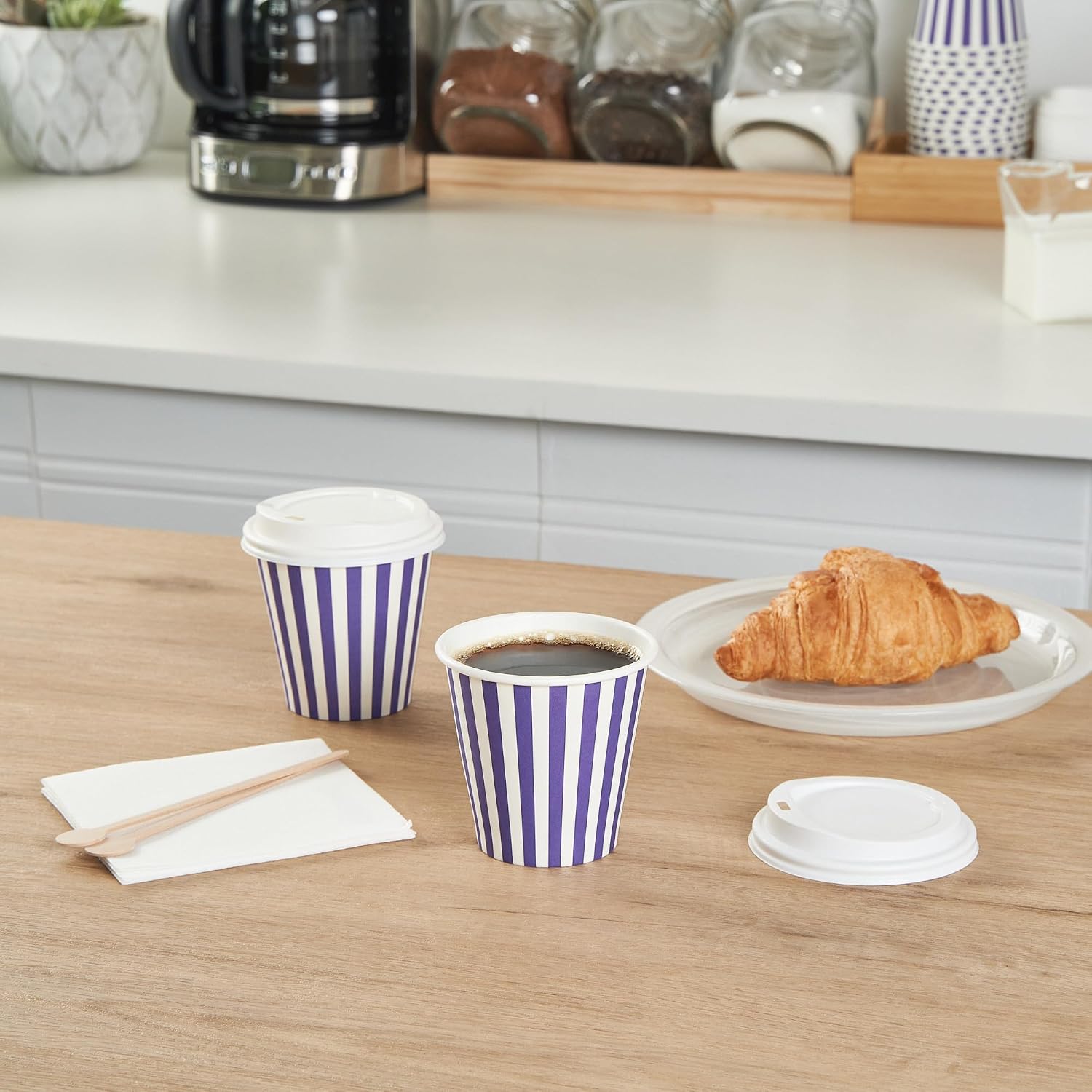 Restaurantware Paper 8 oz Purple White Single Wall Coffee Cup, 20 Ct image 5