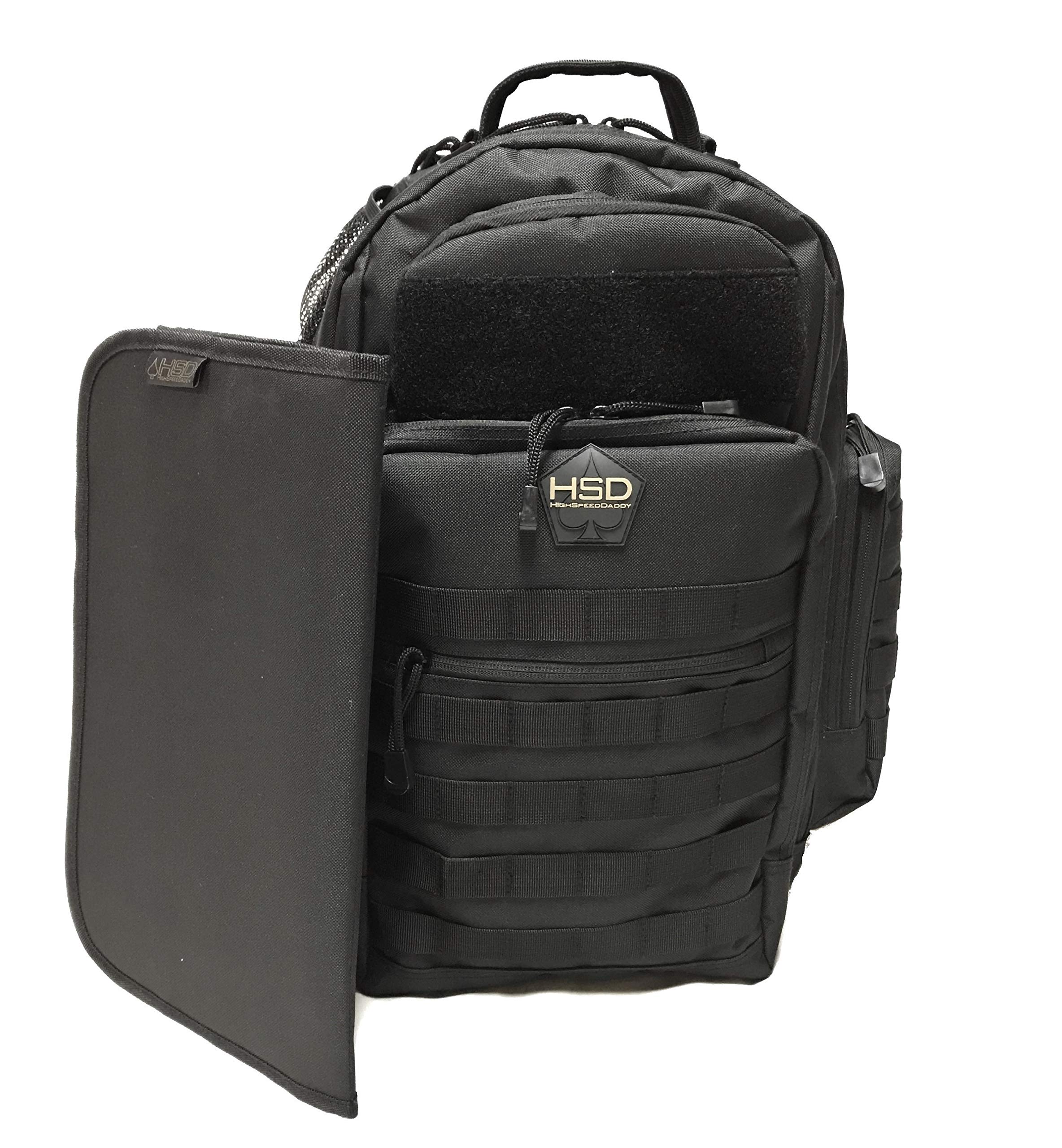 HSD Diaper Changing Mat Pad, Easy to Clean, 600D Waterproof Polyester Backing, Military Style (Black)