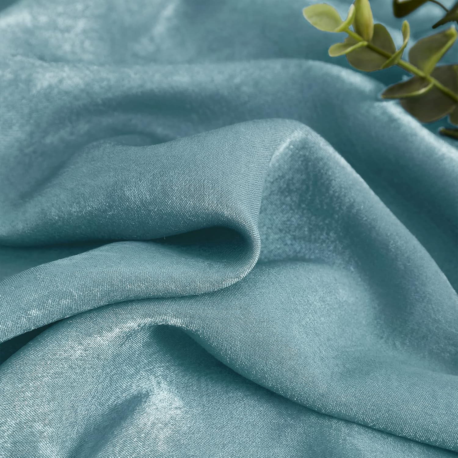 Melodieux Teal Velvety Semi Sheer Curtains 84 Inch Length for Bedroom, Living Room Natural Cotton Texture Rod Pocket Window Sheer Drapes, 52 by 84 Inch (2 Panels)