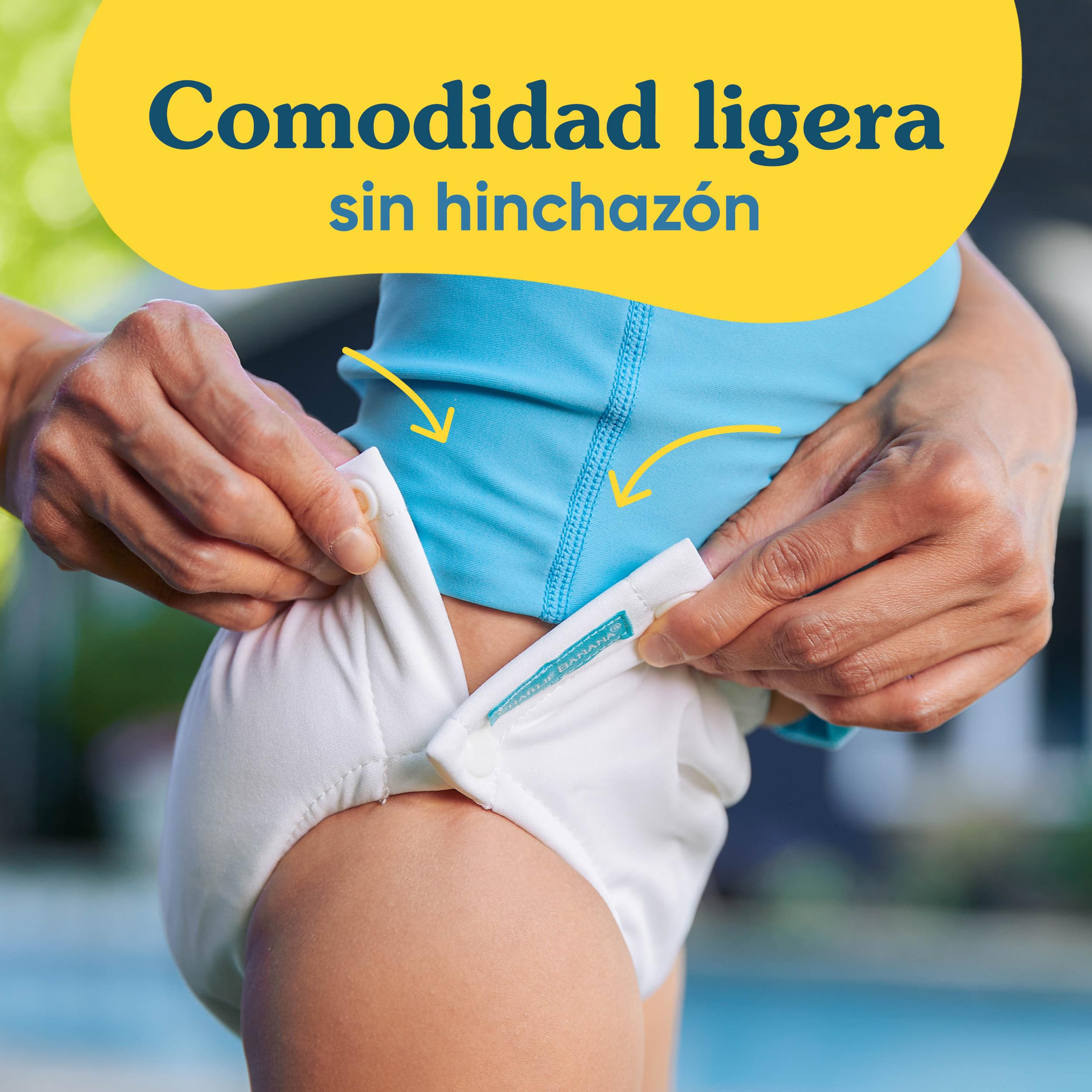 Charlie Banana Pañal de Baño reutilizable con broches de fácil apertura. Para bebés niñas y niños. Hechos con una capa exterior impermeable para prevenir fugas. M - White