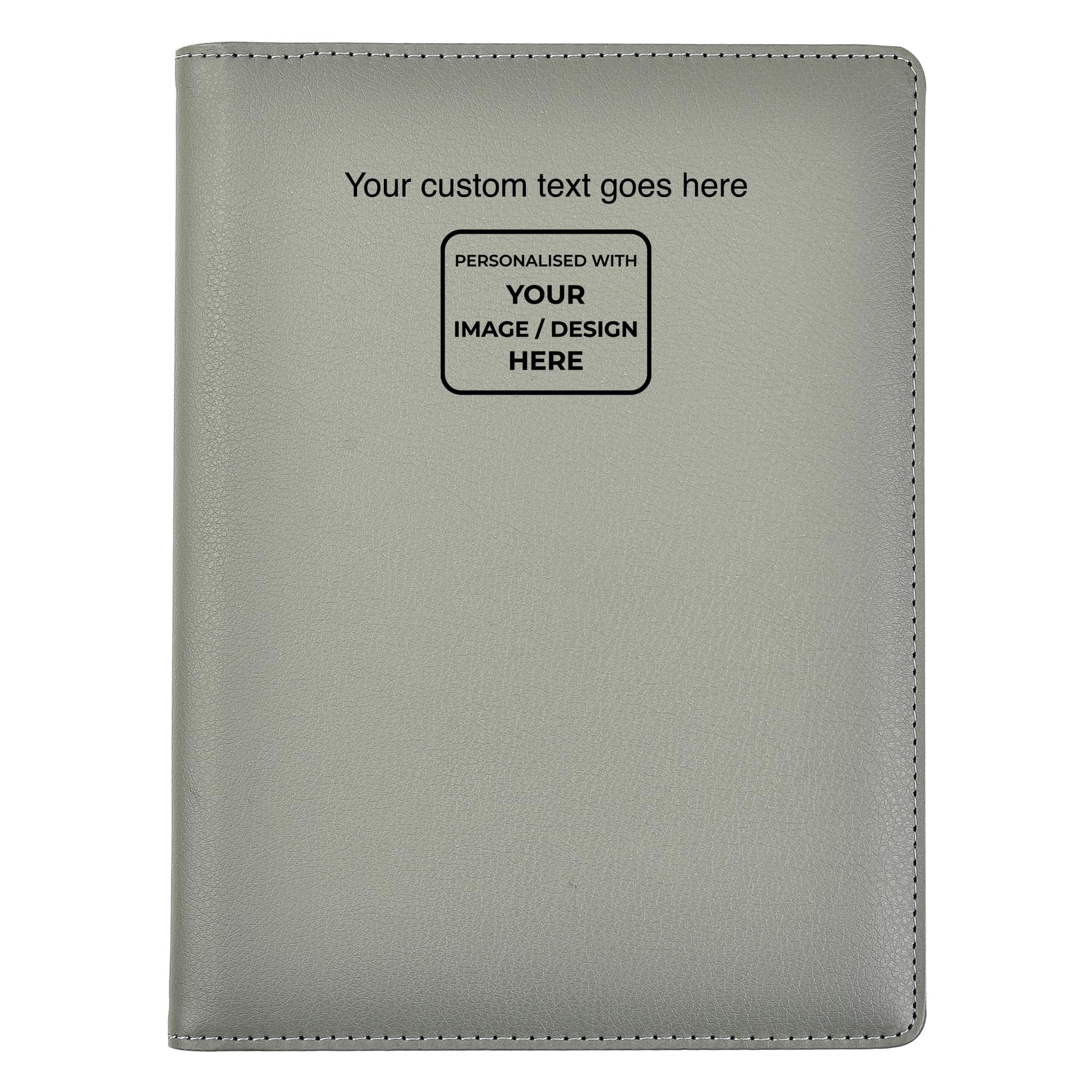 ARPAN Personalised A5 Presentation Folder, 36 Pockets, 72 Sides, Portfolio Display Book with Plastic Sleeves, Certificate and Document Organiser (Grey, Customise with Text & Logo)