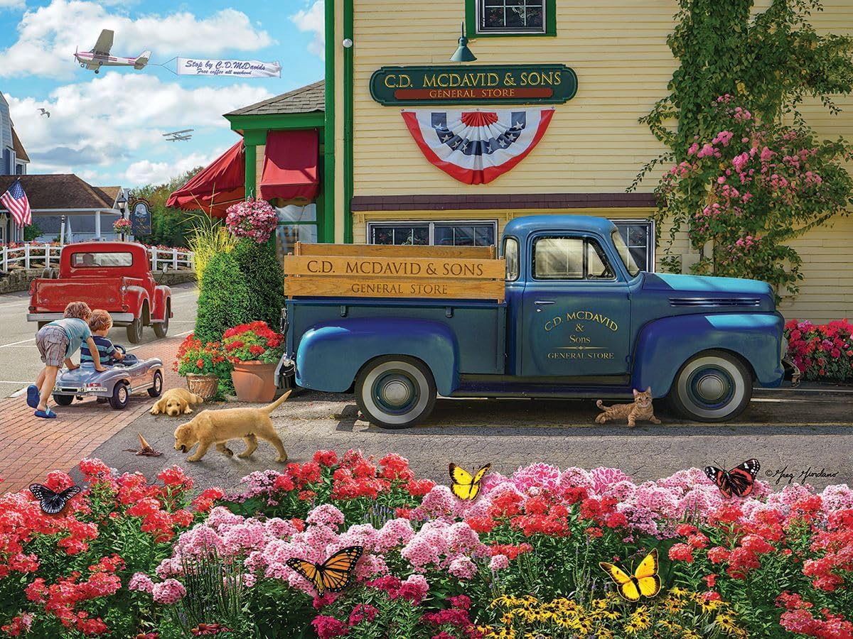 White Mountain 500 Piece Jigsaw Puzzle Nostalgic Spring Flower Puzzles with Large Pieces Gift for Adults 18"x24" - McDavid's General Store