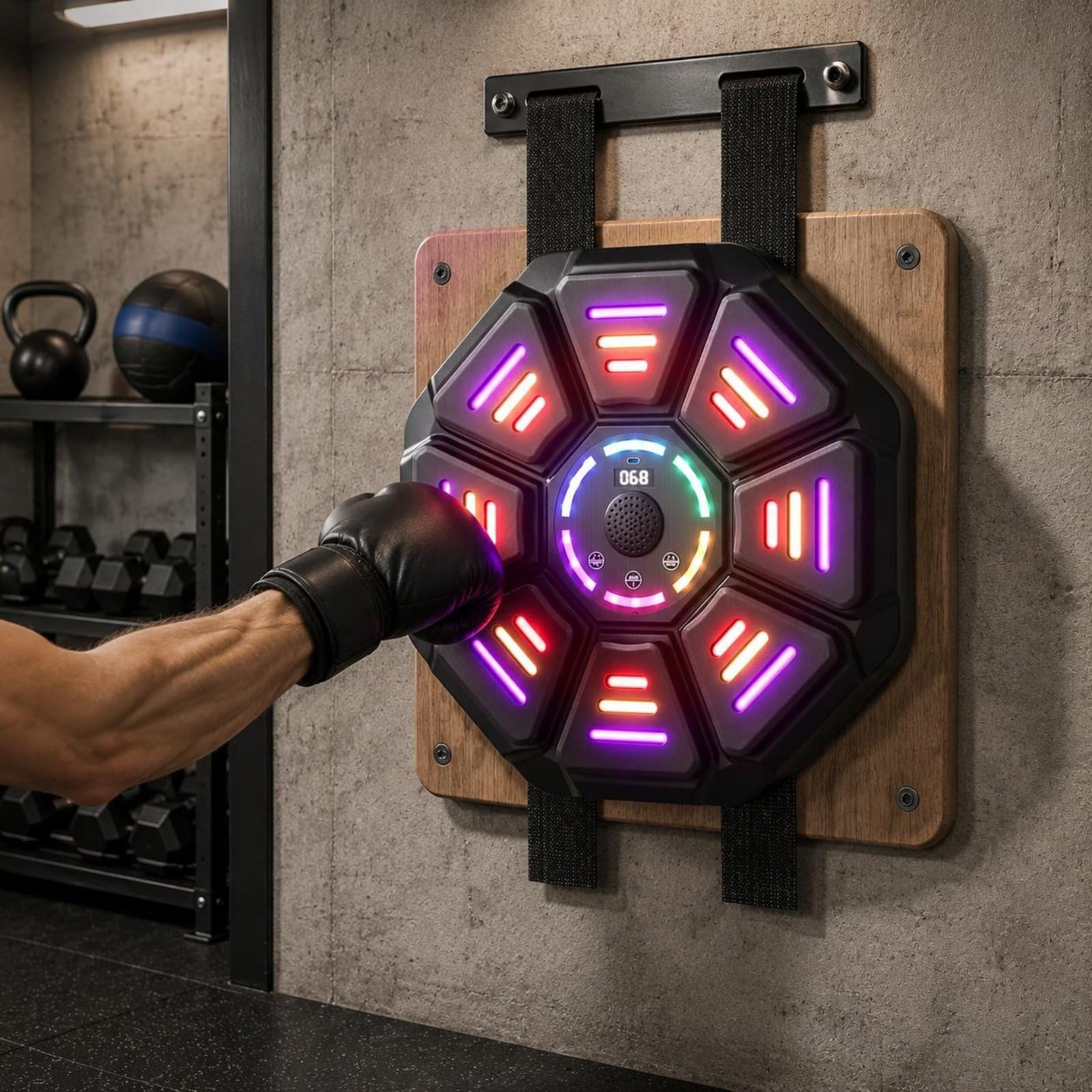 Electronic Boxing Bersaglio da Elettronico Pannello Allenatore Sacco con Musica da Smartphone E Indicazioni Chiare Impostazioni Multiple per Età
