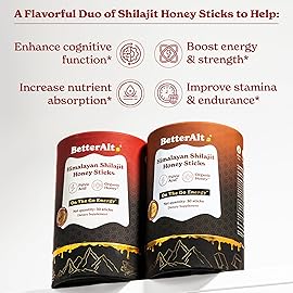 Better Alt Pure Himalayan Shilajit Sticks2 Pack(Cinnamon + Caramel)| Easy to Consume|60 Sticks for Energy Boost & Immune Support, 85+ Trace Minerals, 75%+ Fulvic Acid