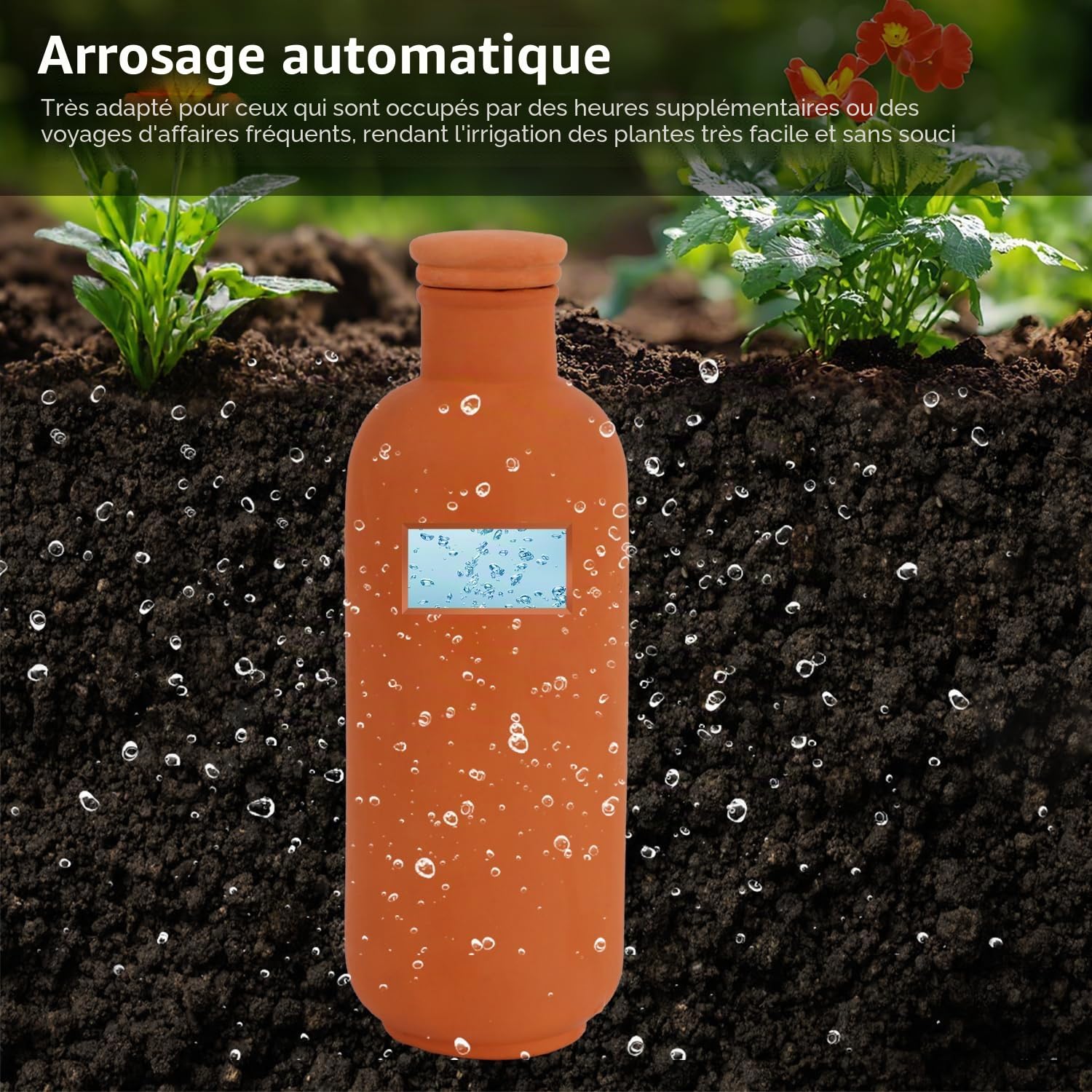 Ollas Lot de 3 Globes d'arrosage Automatique pour Plantes 25,4 x 8,9 x 8,9 cm 864,7 g avec Couvercle en Terre Cuite