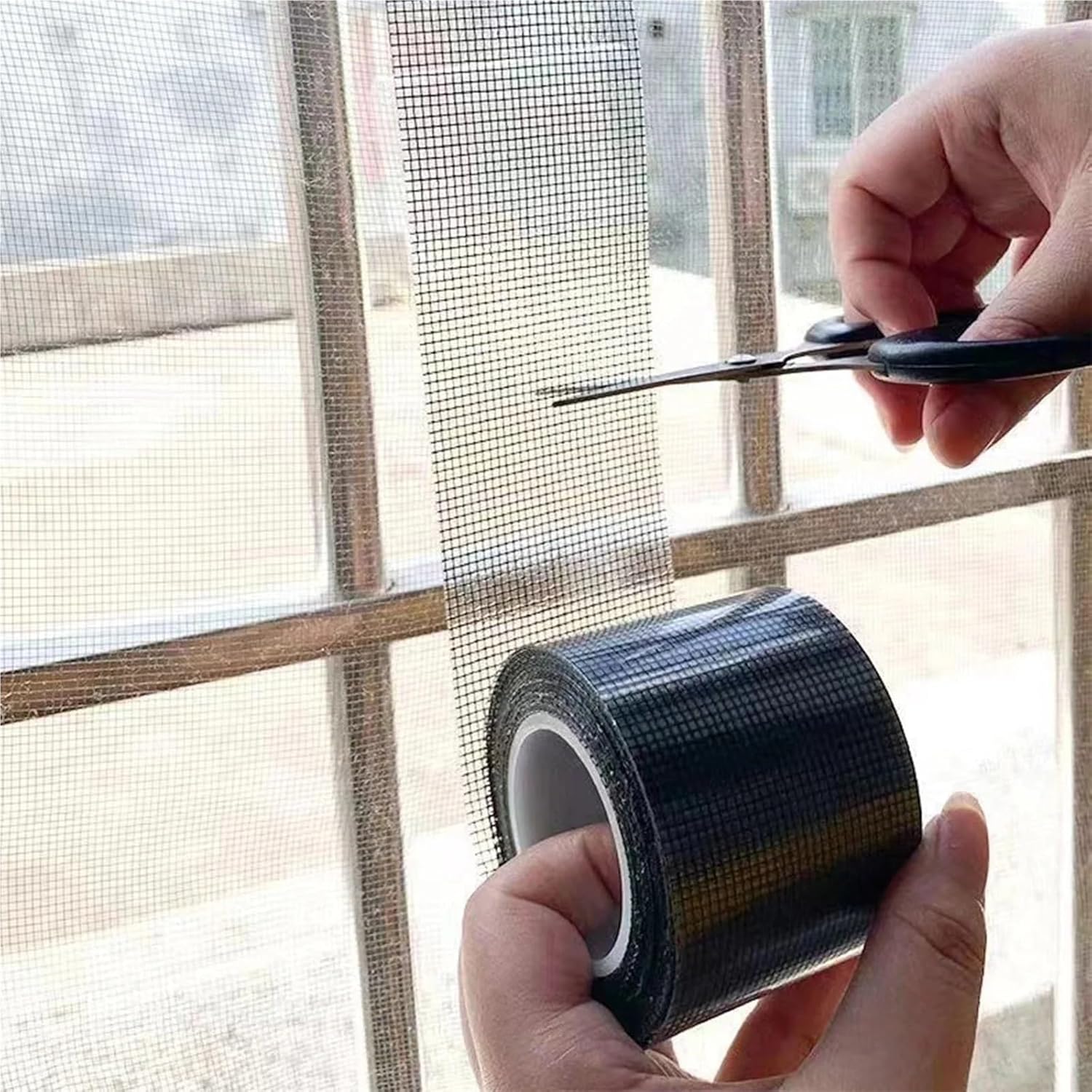 Window Screen Repair Tape 2 Rolls for Window Screen Repair Tape Door Screen Mesh Repair Kit Cover Window Hole Repaire Tape(Black,100mmx3.5m)