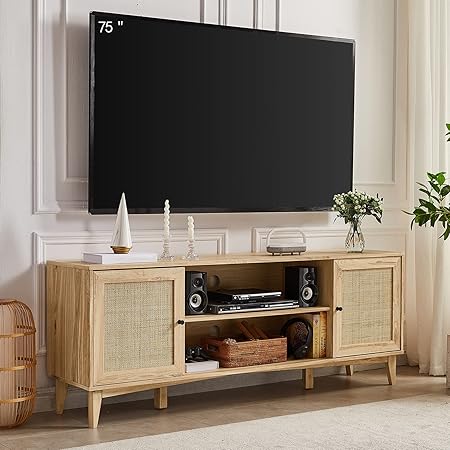 Amazon.com: Merax Elegant Rattan TV Stand for Television up to 65 ...