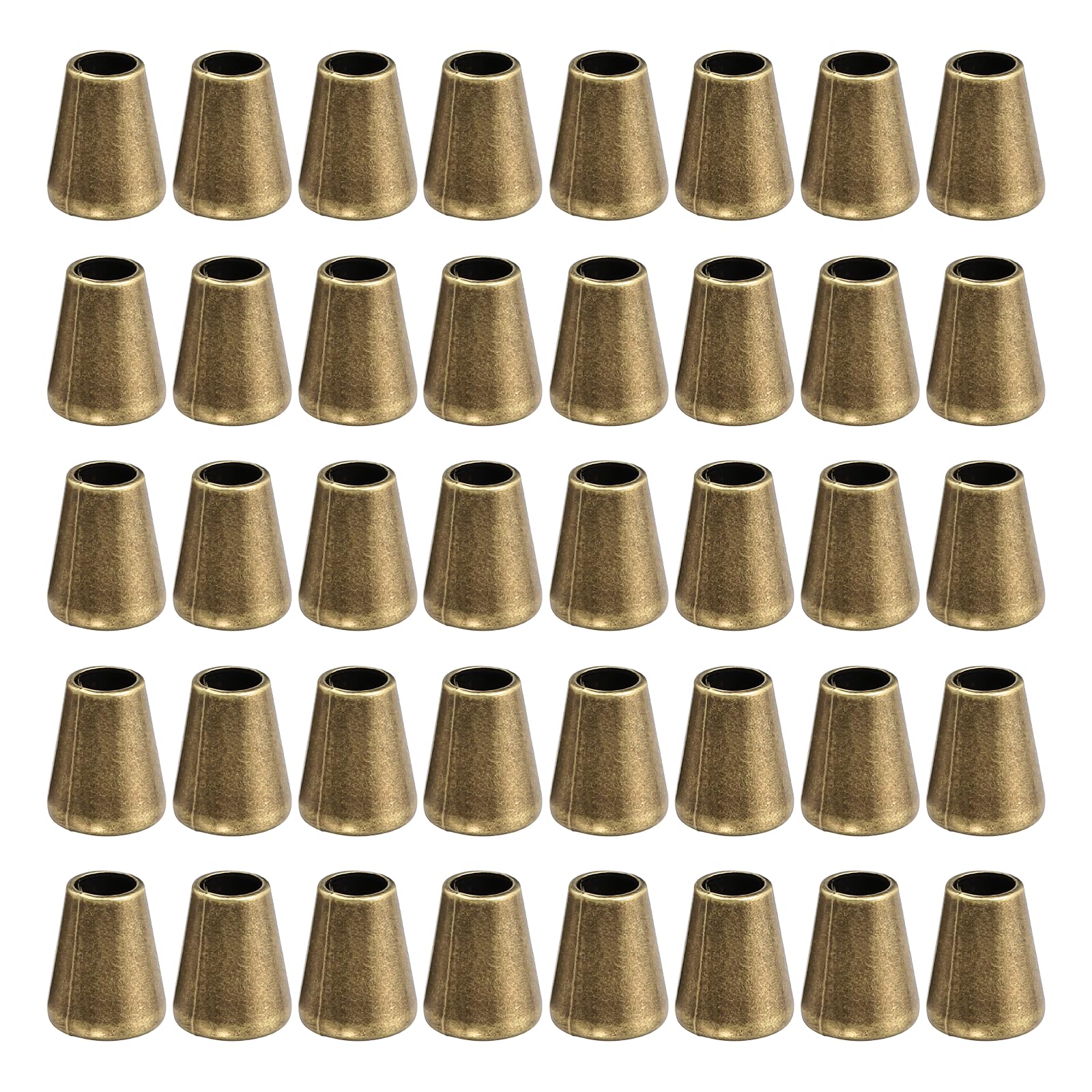 sourcing map 50Pcs Alloy Bell End Stoppers, 12.5mm x 10mm Cord Ends Lock Toggle Cap End Stopper Rope Fasteners for Clothes Backpack Drawstring, Bronze
