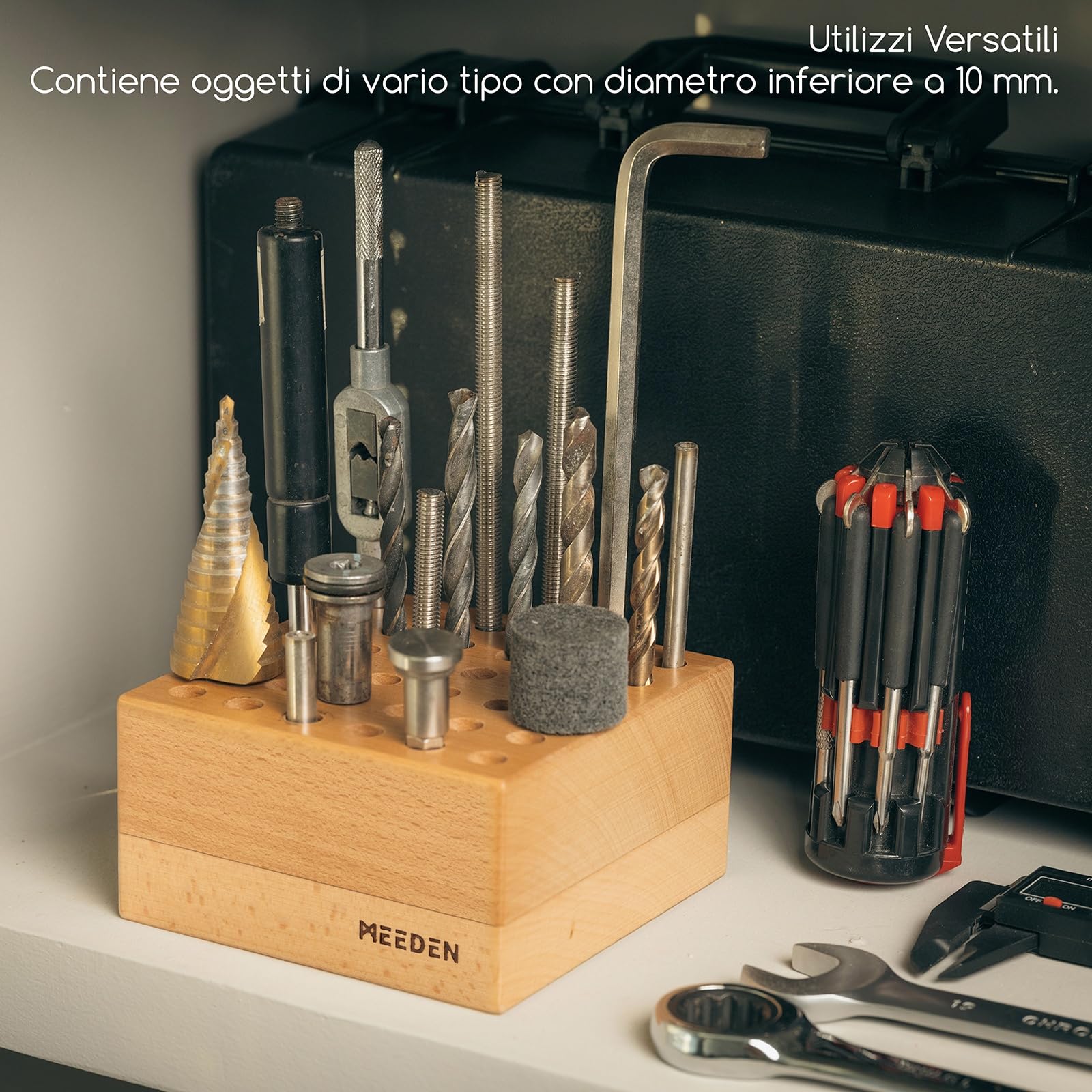 MEEDEN Portamatite e porta pennelli in legno di faggio: organizer per pennelli da pittura a 36 fori, supporto per matite in legno per pennelli, penne e strumenti artistici, espositore per pennelli
