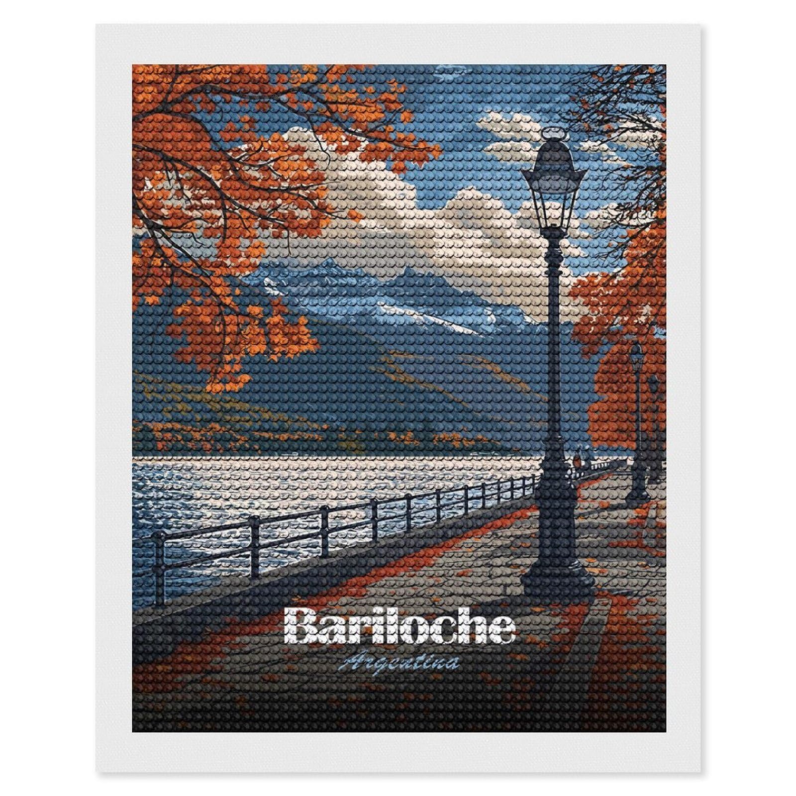 Junmoney Bariloche, Argentina Diamond Painting Set 16"x20", Arts and Crafts, Wall Art Gift, Full Kit Included, Relaxing Handmade Project
