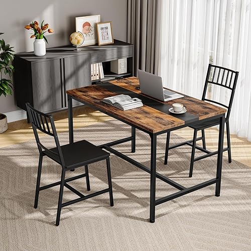 Miniatura 7 de HOOBRO Juego de 2 sillas de cocina, sillas de comedor de madera con marco de metal, sillas de comedor con respaldo, fáciles de ensamblar, sillas