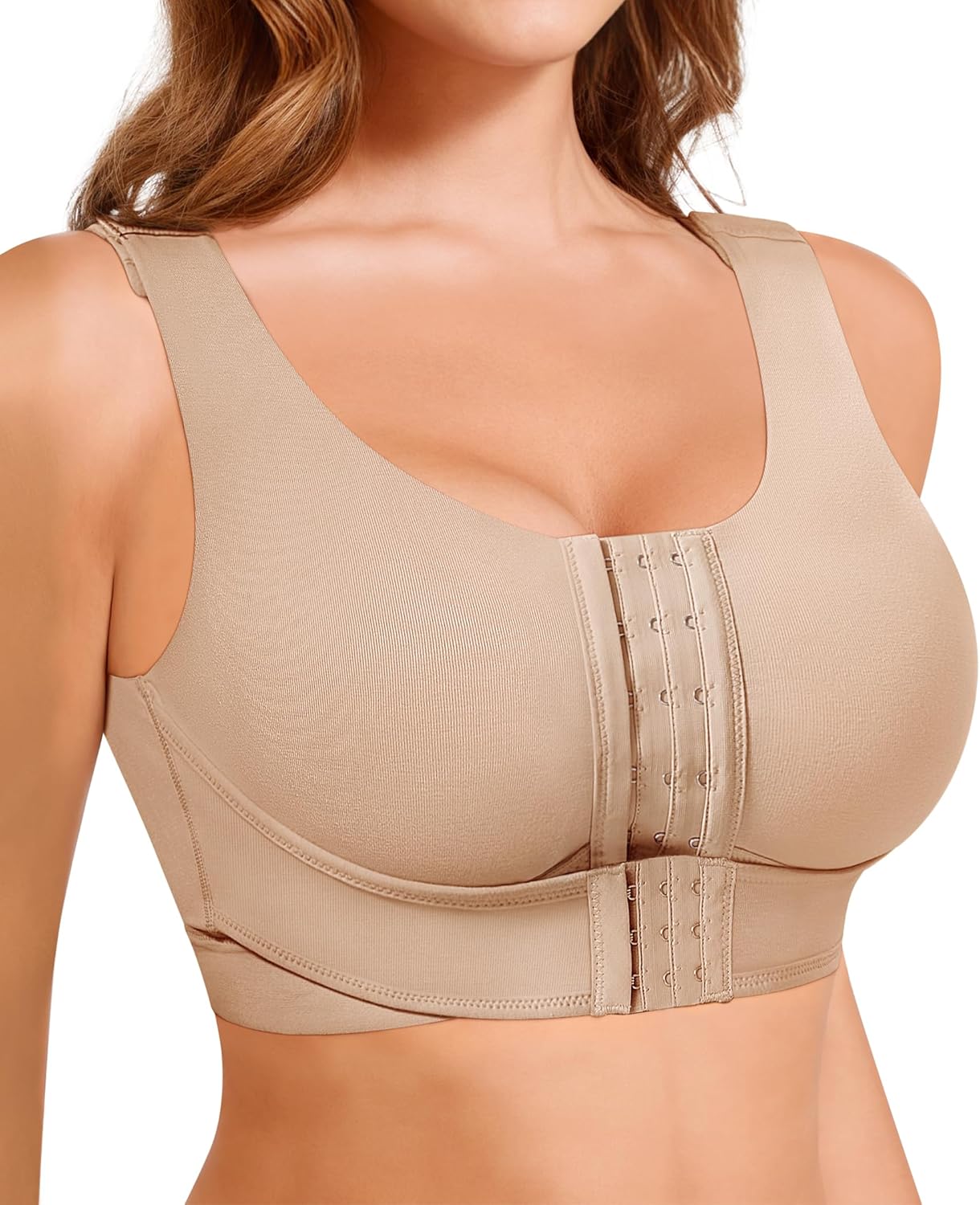 BRABIC Front Closure Bras for Women Post Surgery Compression Mastectomy Surgical Support Wireless Full Coverage Bra