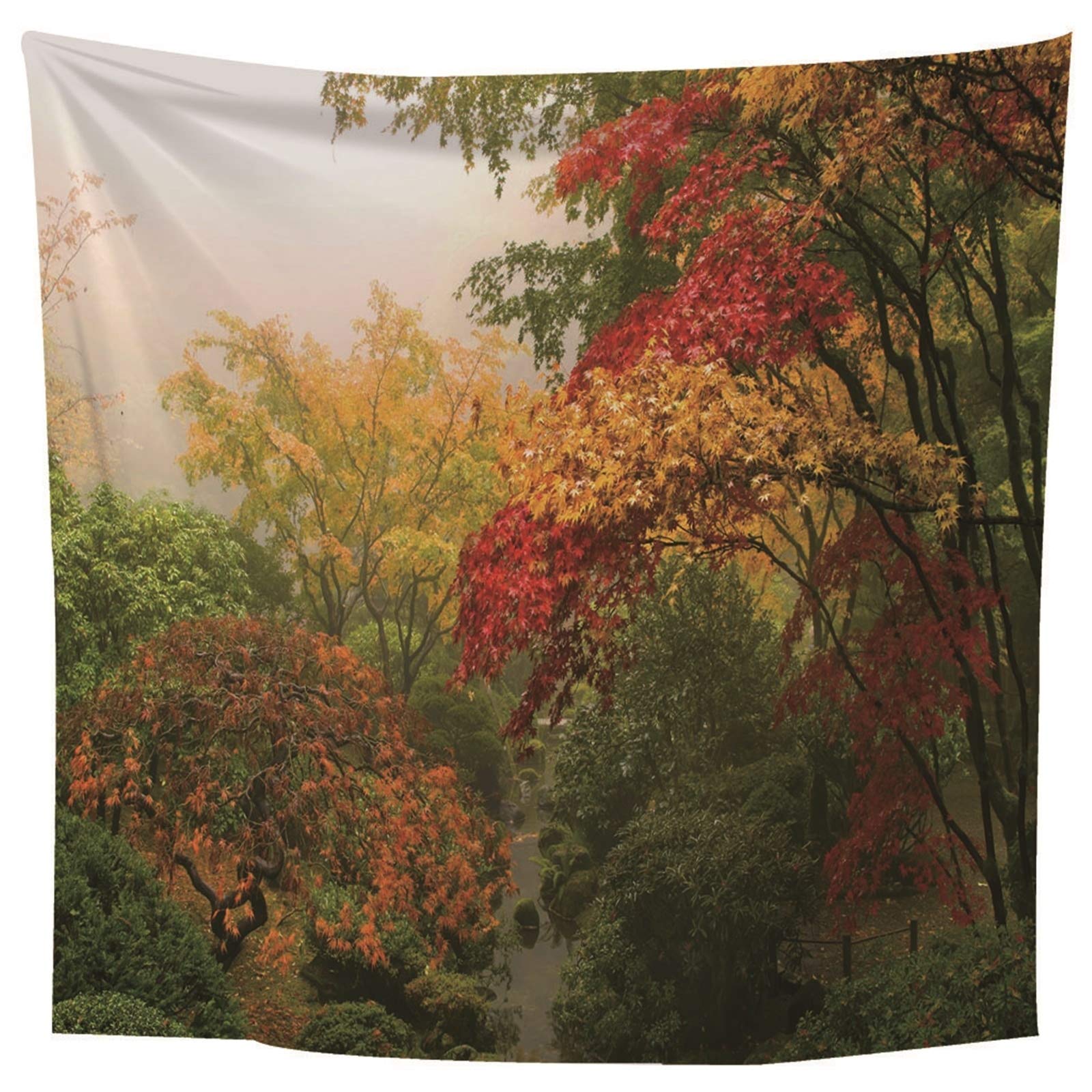 Aeici Tapiz Tela Muro Playa, Tela Pared Decorativa Árboles De Maple Tapiz para Colgar Pared(240X220Cm)