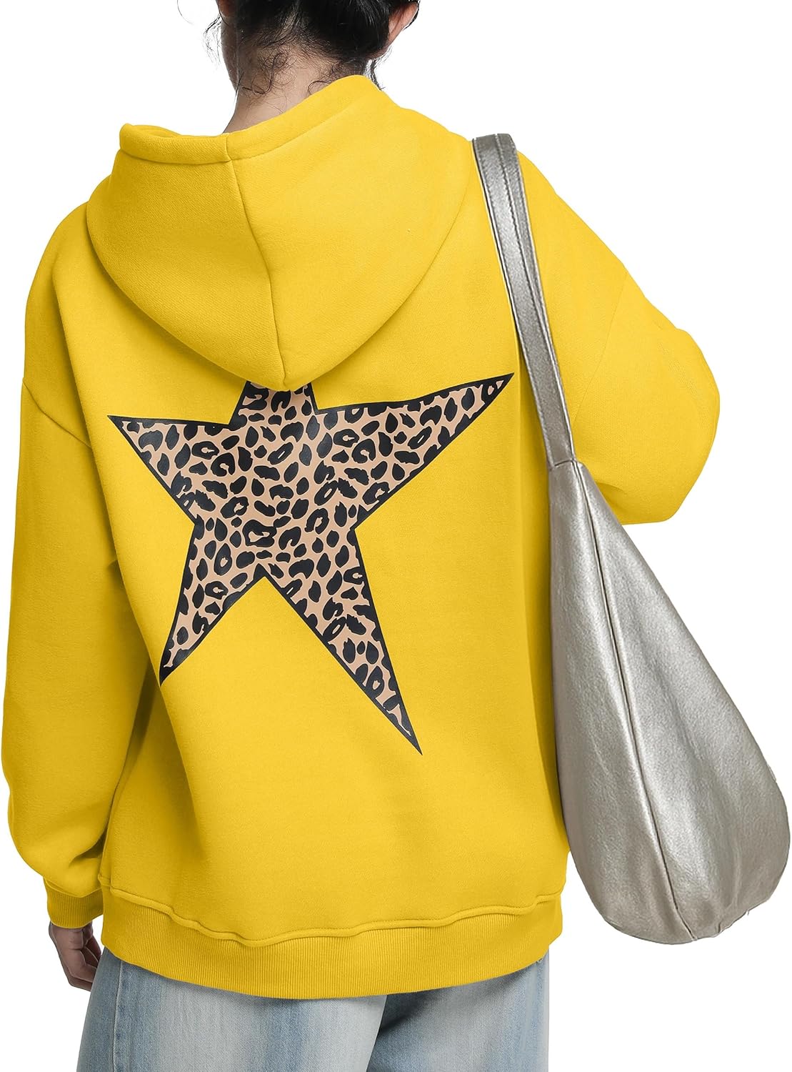 Hoodies for Womens Y2k Oversized Star Print Sweatshirts Aesthetic Cheetah Graphic Hooded Hoodie - Image 4