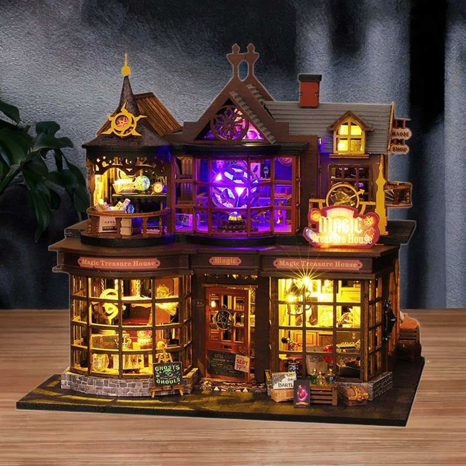 Kits de Bricolaje para Casas de Muñecas, Accesorios de Madera para Casas de Muñecas con Luces, Juguete Educativo