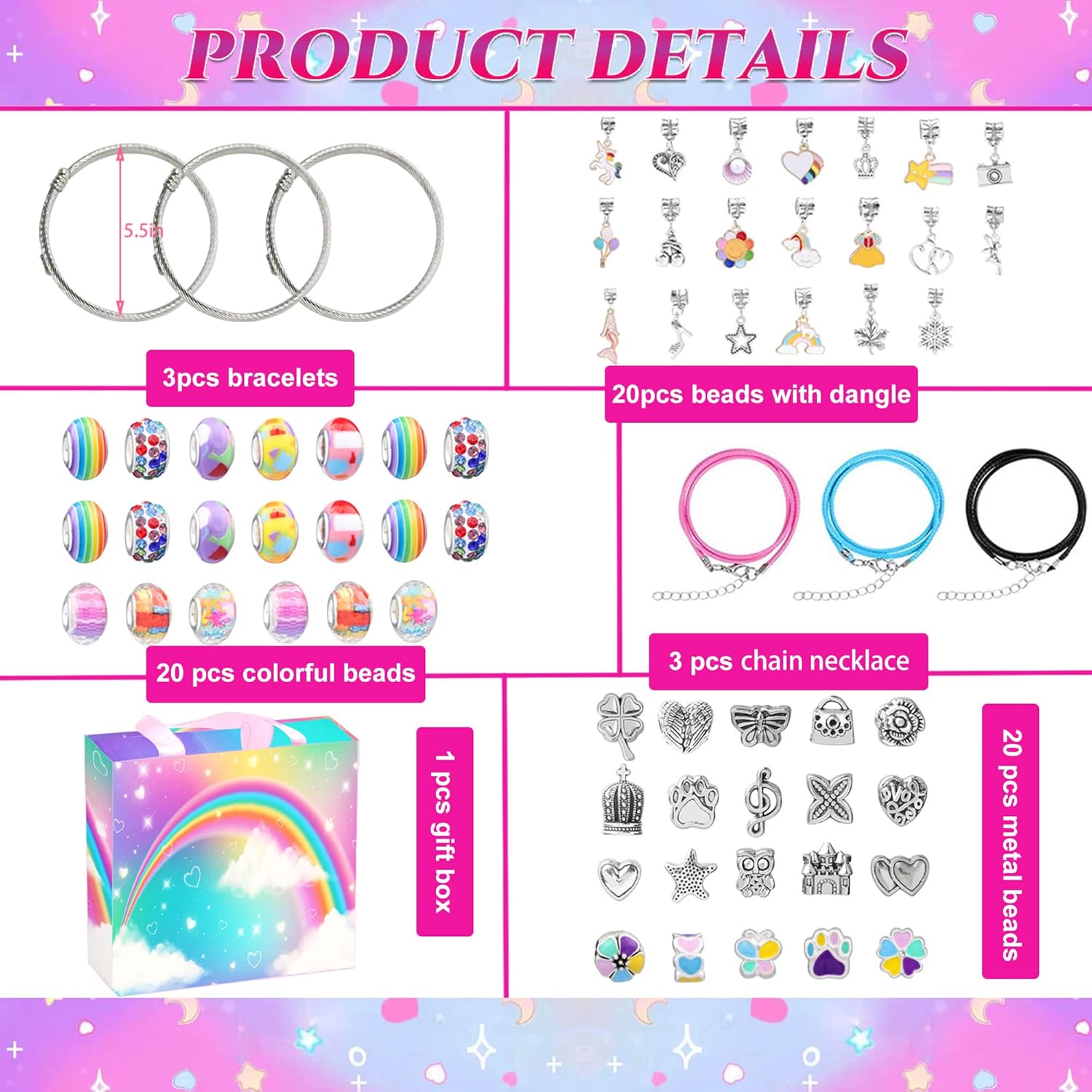 RLGPBON Bracelet Making Kit for Girls ,DIY Jewelry Making Kit for Girls , Crafts for Girls ,Gifts for Young Girls,Kids Toys for Girls