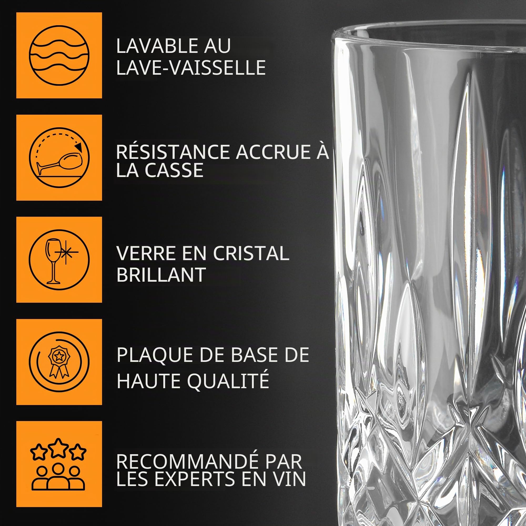 Spiegelau & Nachtmann 0097784-0 Highland Lot de 4 Verres à Long Drink, en Cristal, 445 ML