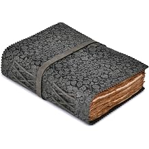 LEATHER VILLAGE Leather Flower Embossed Journal for Women and Men - 200 Pages, A6 - Shadow Book, Vintage Blank Travel Diary, Notebook for Writing, Drawing, Sketchbooking, 6" x 4", Black