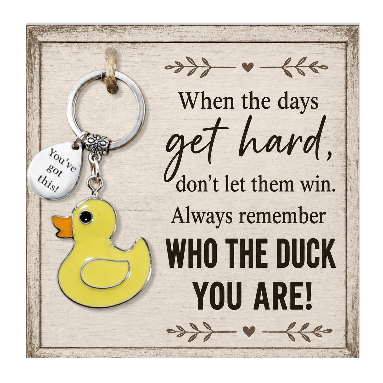 Little Yellow Duck Keyring Good Luck Charm, Engraved “You‘ve Got This!” Motivational Pendant with Inspirational Card, Small Encouragement Gift for Friends Exams GCSE, Cute Animal Gift for Womens Mens
