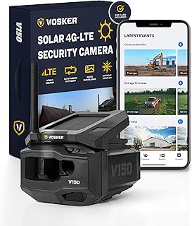 Vosker V150 Cámara de seguridad para exteriores con energía solar LTE para fotografía celular | Cámara inalámbrica con captura de fotos activada por movimiento | Recibe solo fotos - Sin video | en tu