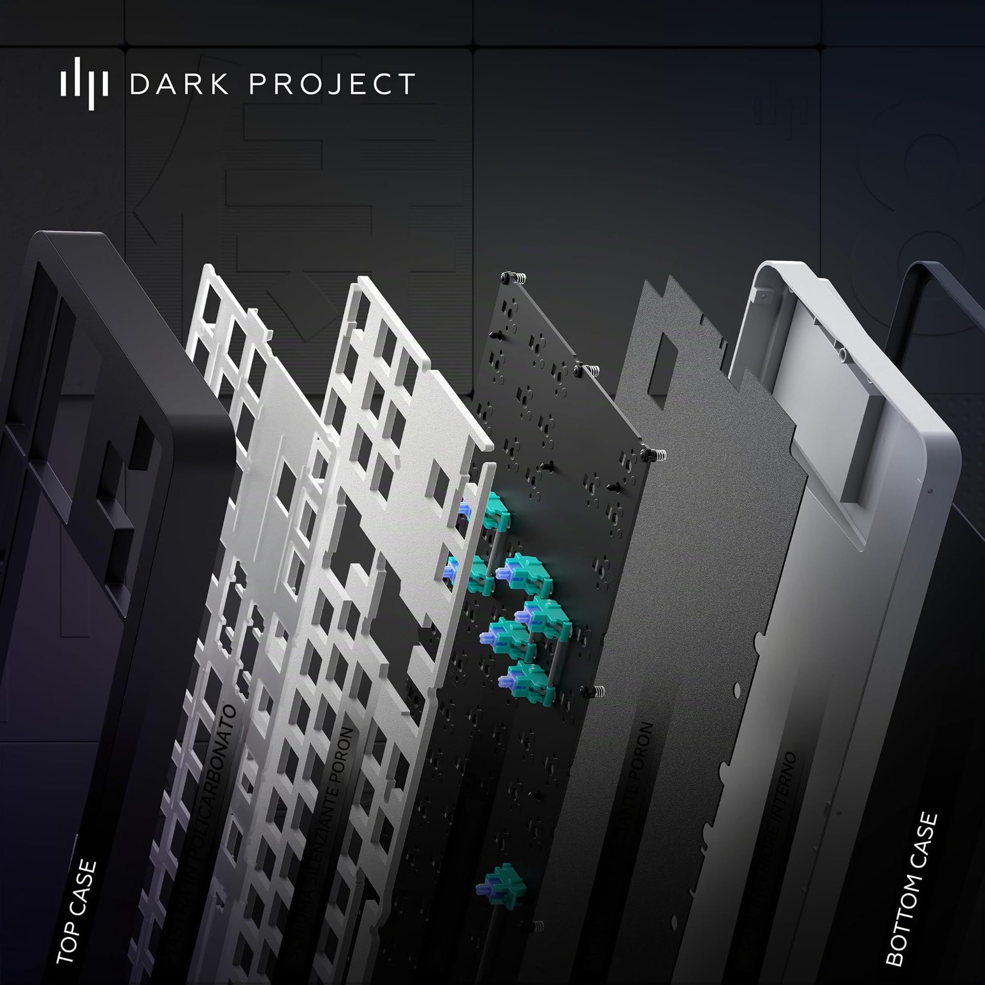 Dark Project ALU87B Bushido Tastiera meccanica da gioco | ISO Multi | Hot swap | G3MS Moonstone Interruttori unti | Stabilizzatori unti | Supporto di tenuta flessibile | Alluminio | TKL 80% | RGB