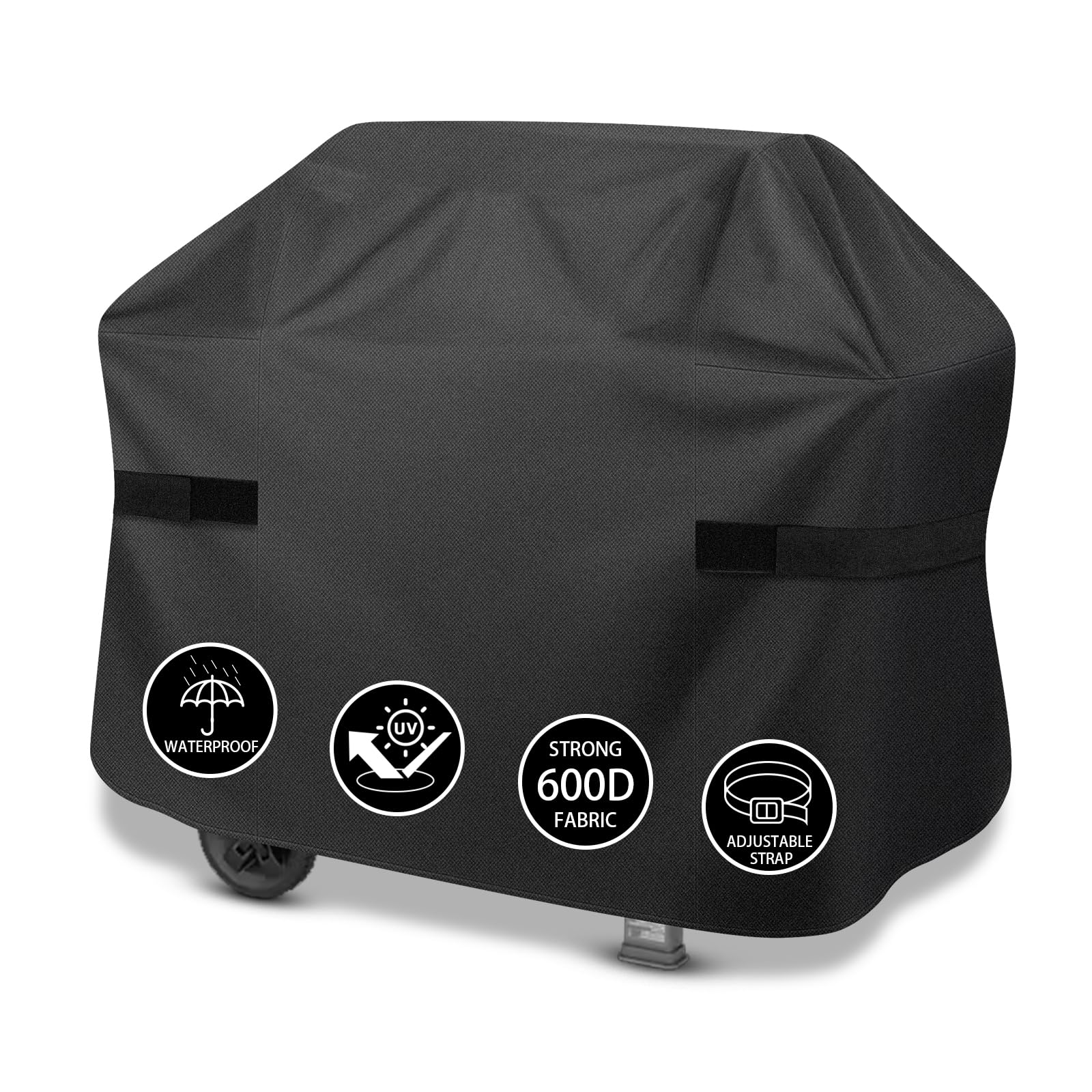 Grill Cover,51 inch Heavy Duty Grill Cover for Outdoor Grill,600D Waterproof Anti-UV Fade-Resistant Barbecue Gas Cover with Adjustable Straps for Weber,Genesis,Charbroil and More Grills