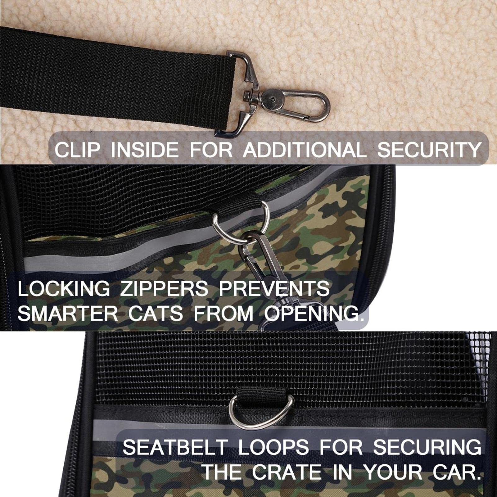 Haustier-Tragetasche, Camouflage, Grün, weiche Seiten, für Katzen, Hunde, Welpen, bequem, tragbar, faltbar, von Fluggesellschaften zugelassen