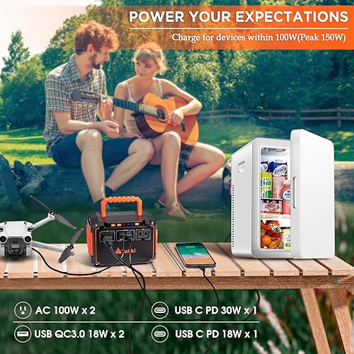 Miniatura 2 de Takki Estación de energía portátil de 111 Wh, generador solar para camping, banco de energía de 110 V100 W, CA USB tipo C, paquete de batería para