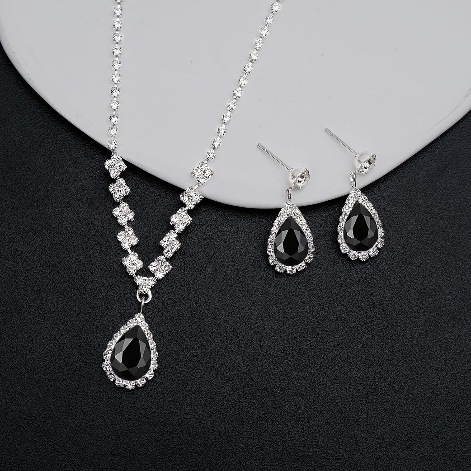 Elegant Bridal Necklace Earrings Bracelet Crystal Wedding Jewelry Sets for Bride Bridesmaids Prom Formal Costume Accessories for Women - Image 5