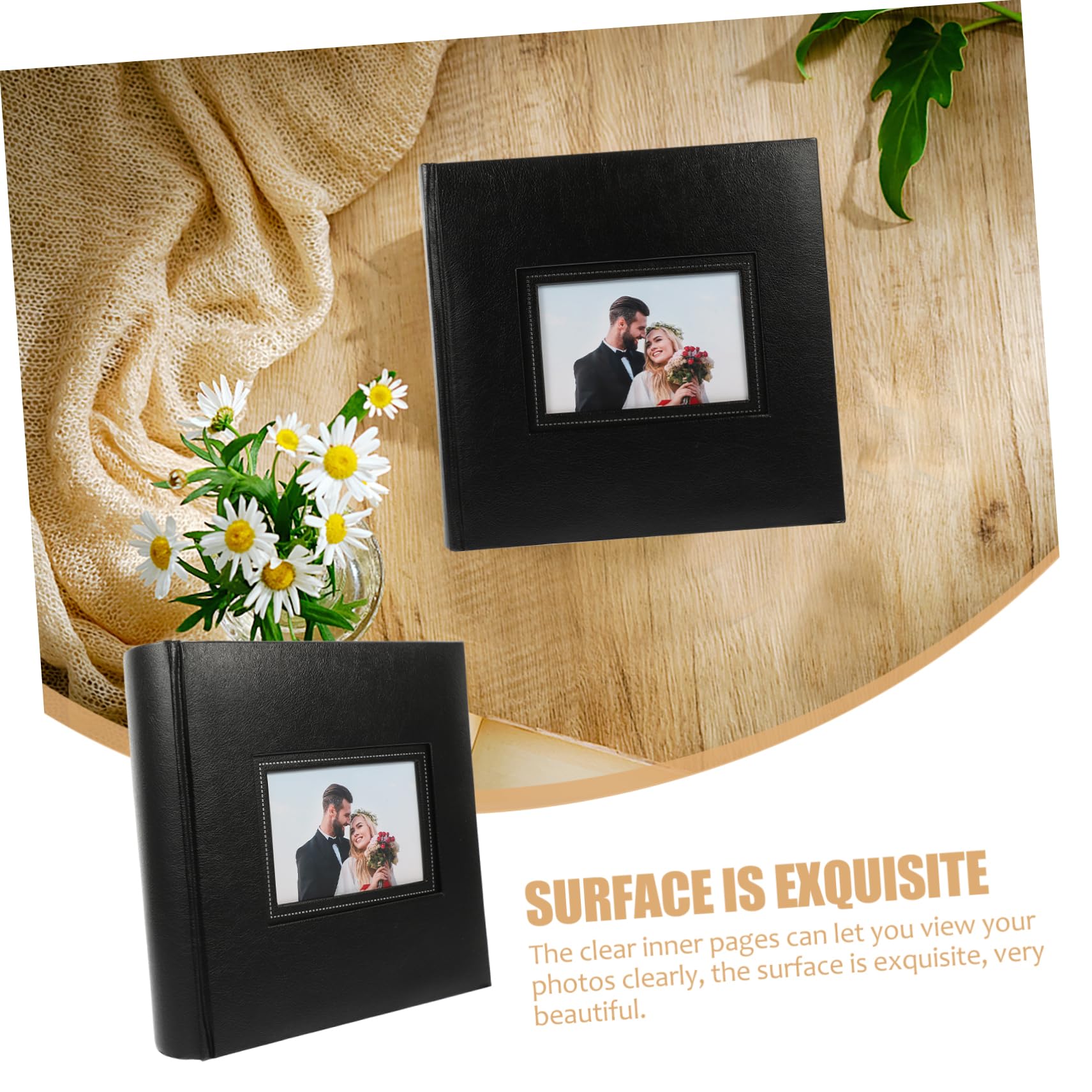 Album Fotografico Vintage Pu 6 Pollici 50 Pagine Interne | Custodia Nera, per 200 Foto, Struttura Resistente allo Strappo, Uso DIY e Famiglia