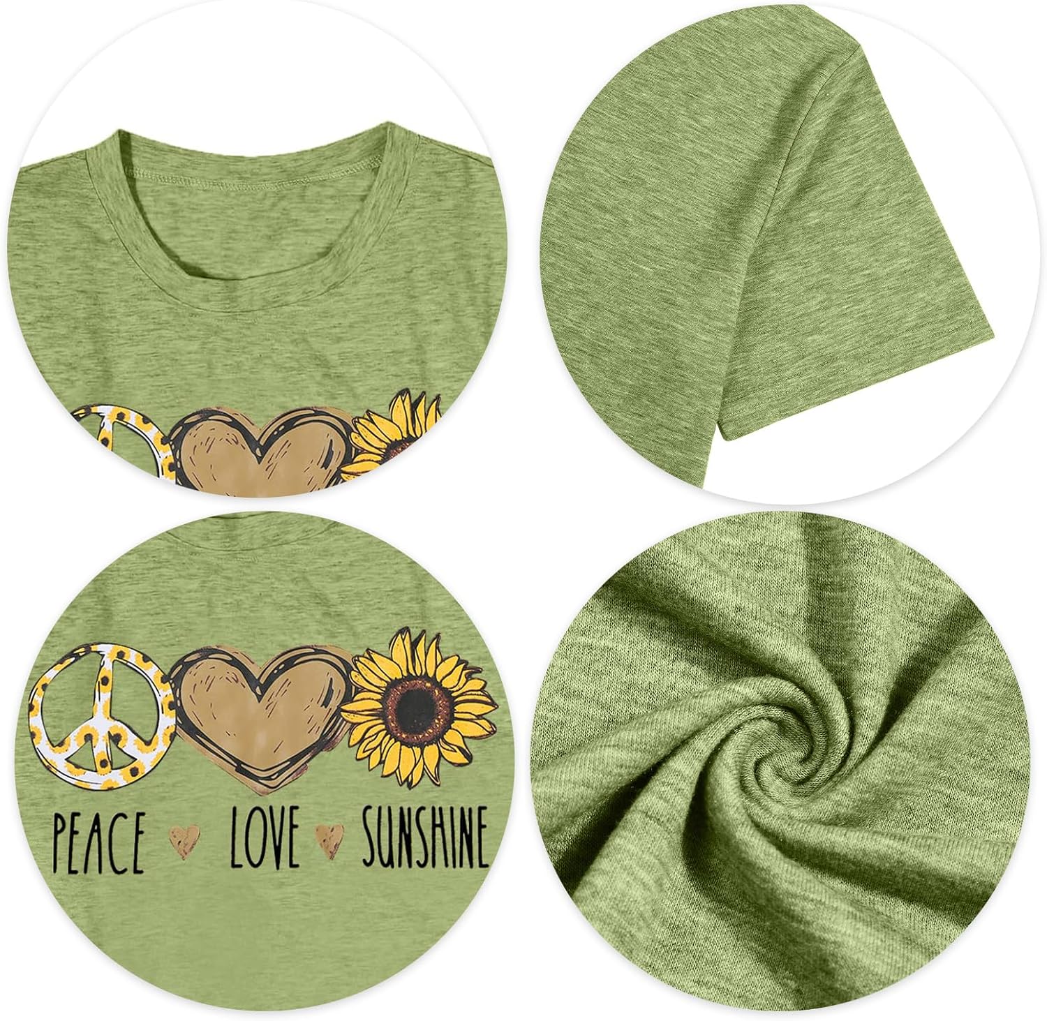 Peace Love 60s 70s Shirt Women Sunflower Graphic Shirt Hippie Lover Gifts T-Shirt Groovy Short Sleeve Tees Tops - Image 5