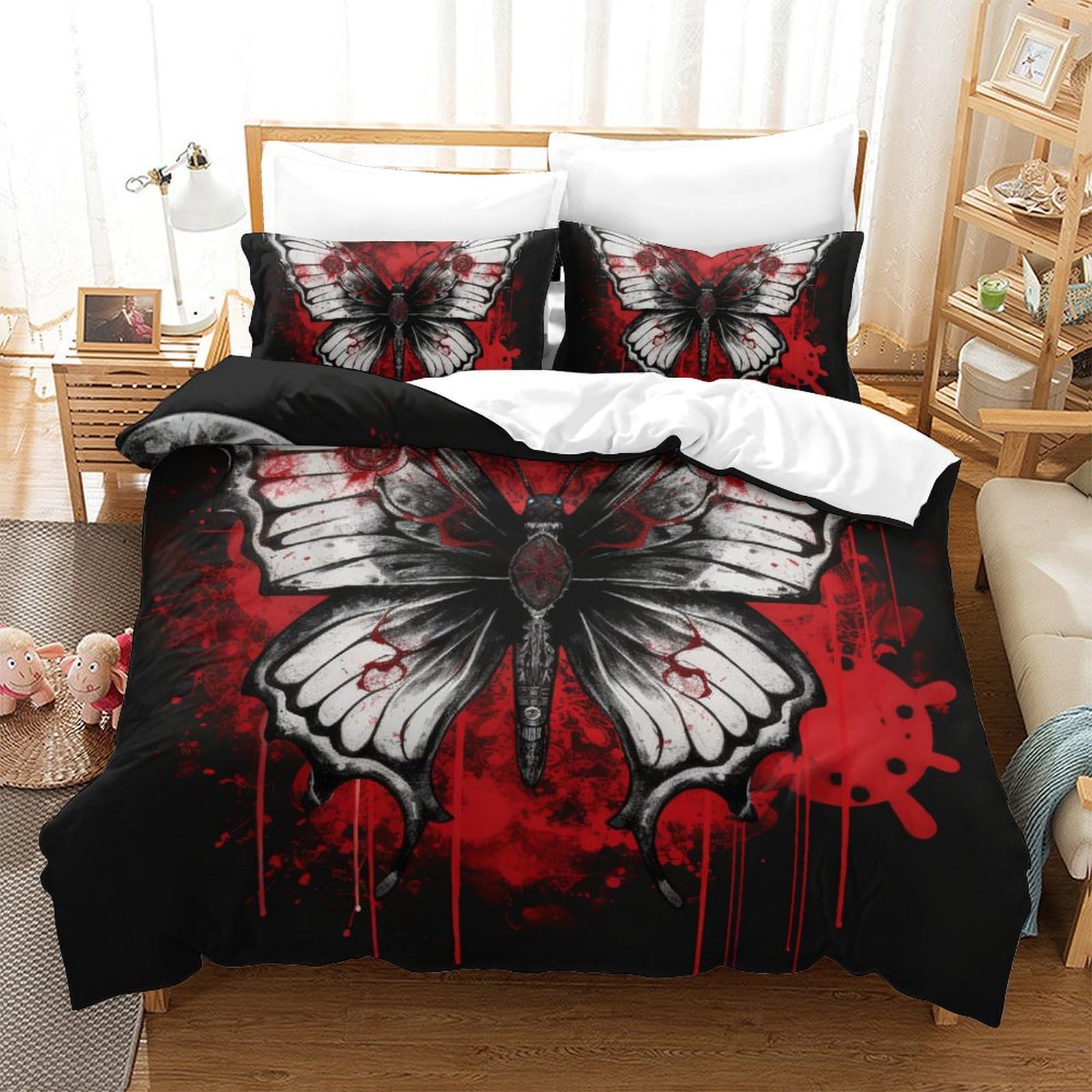 Housse de couette papillon 3D 220x240 de style nature pour transformer la chambre des ados
